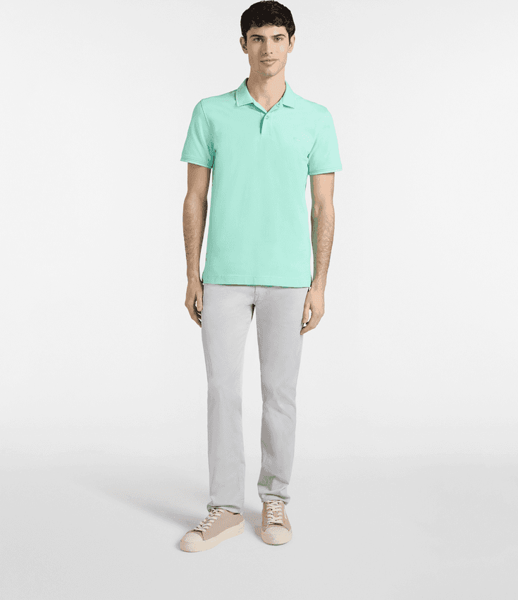 Harmont&amp;blaine polo con dettagli a righe uomo verde acqua - 4