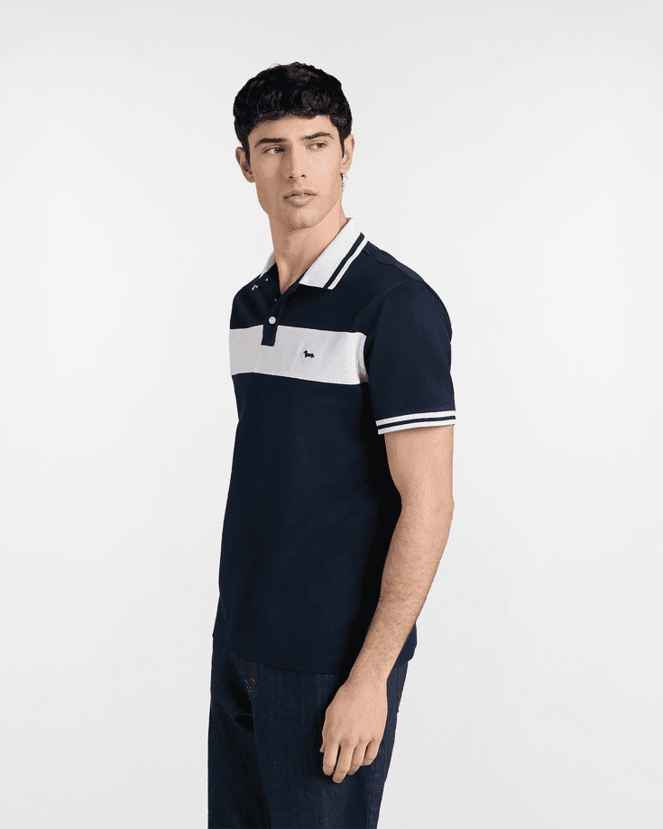 Harmont&amp;blaine polo con fascia a contrasto uomo blu navy - 5