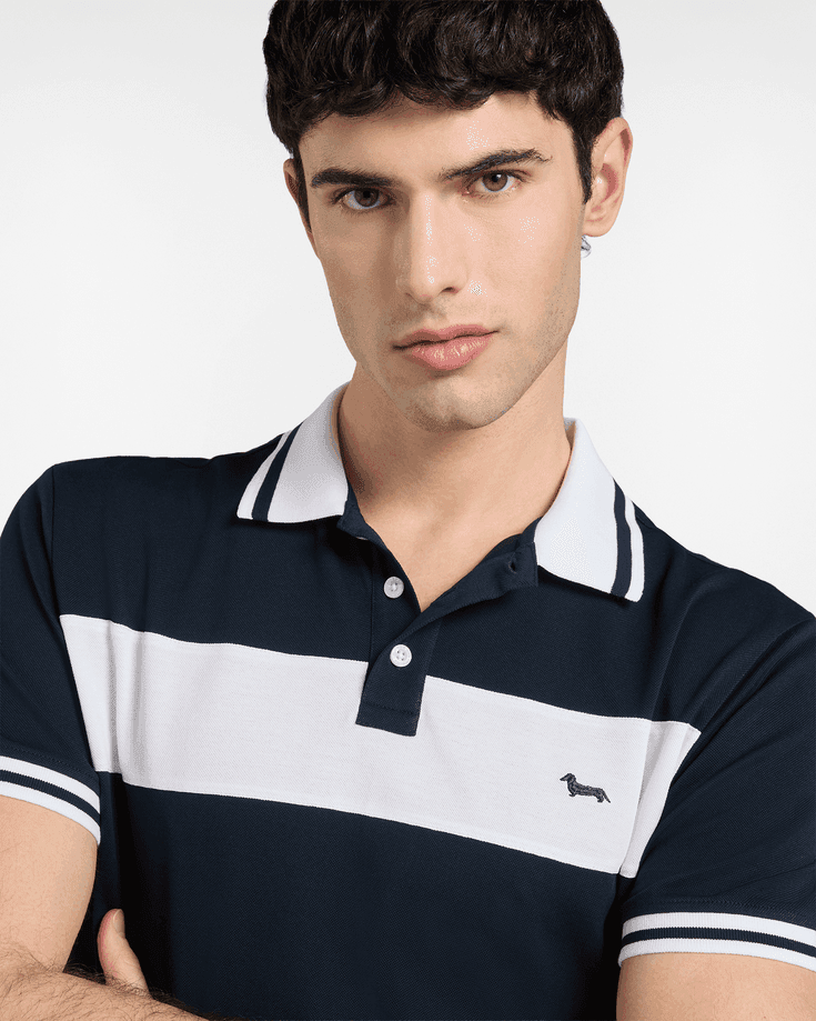 Harmont&amp;blaine polo con fascia a contrasto uomo blu navy - 2