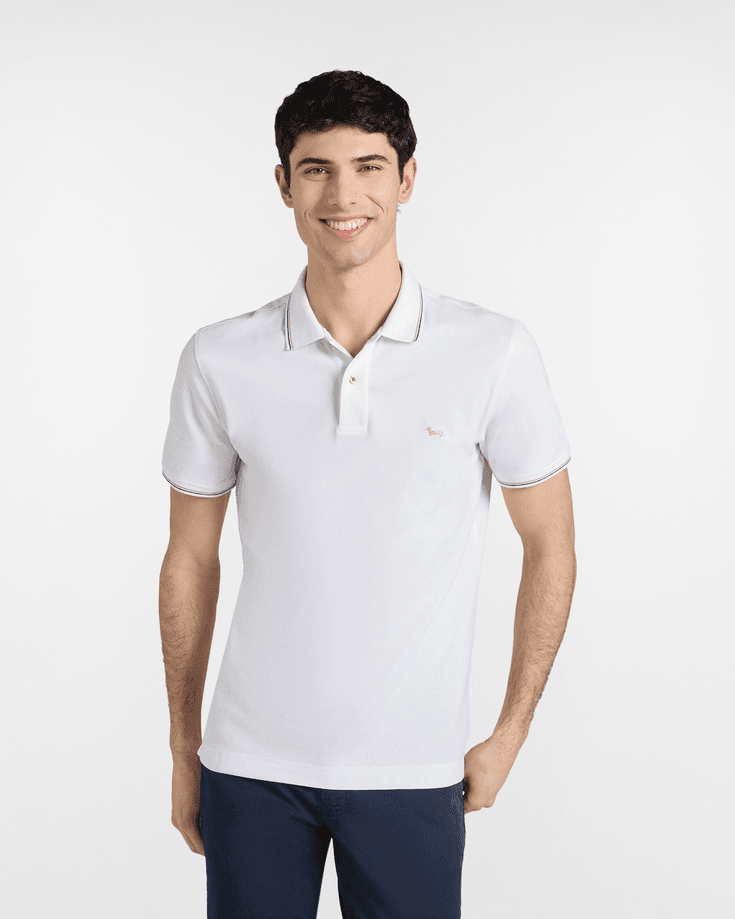 Harmont&amp;blaine polo con dettagli a righe uomo bianco - 5
