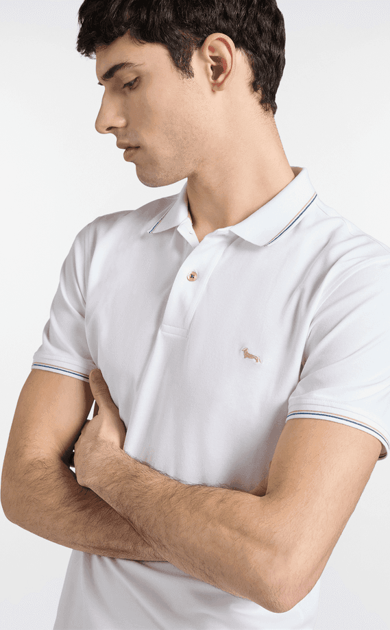Harmont&amp;blaine polo con dettagli a righe uomo bianco - 2