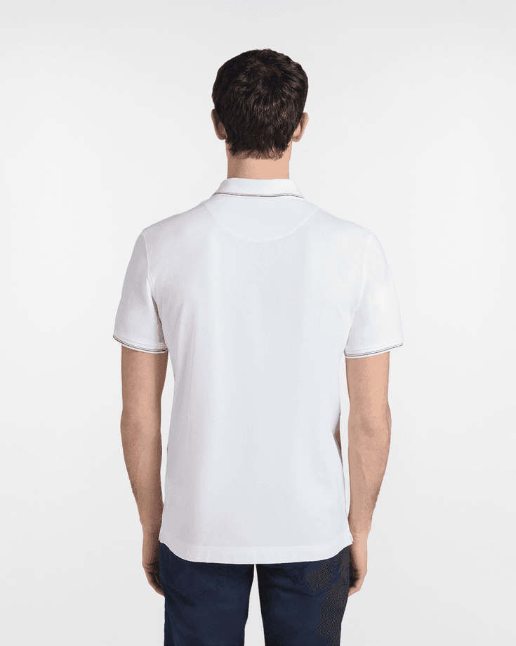 Harmont&amp;blaine polo con dettagli a righe uomo bianco - 3