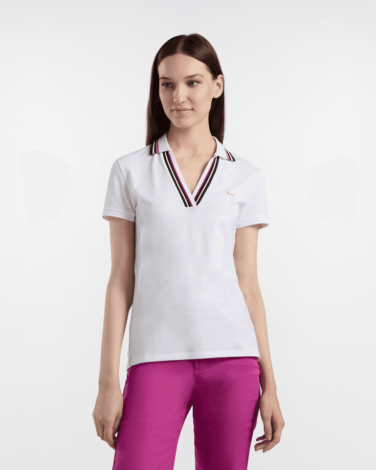 Harmont&amp;blaine polo con scollo donna bianco - 5