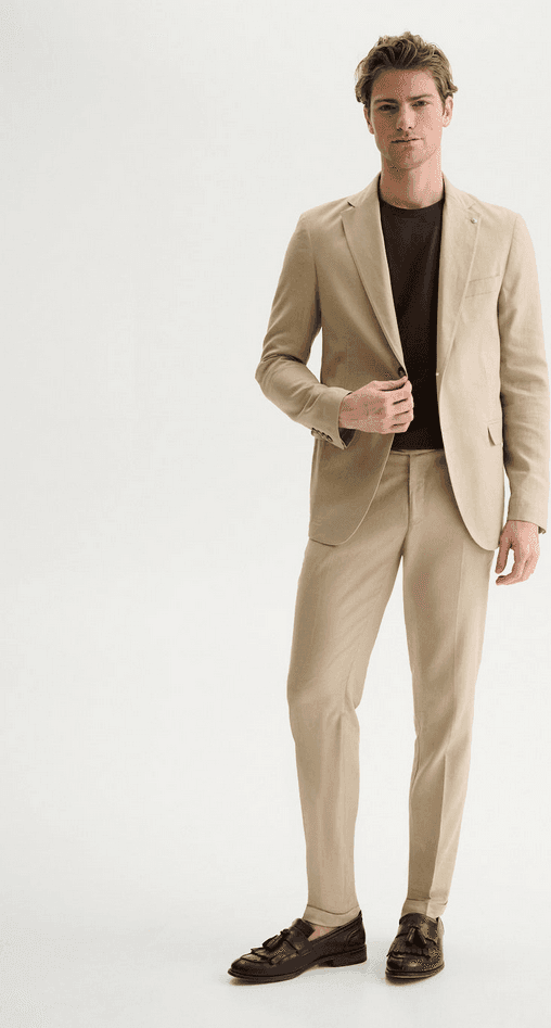 QB24 giacca monopetto uomo sabbia - 4