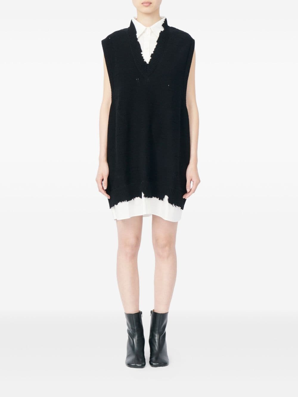 MM6 Maison Margiela mm6 maison margiela abito nero donna dettaglio frange - 5