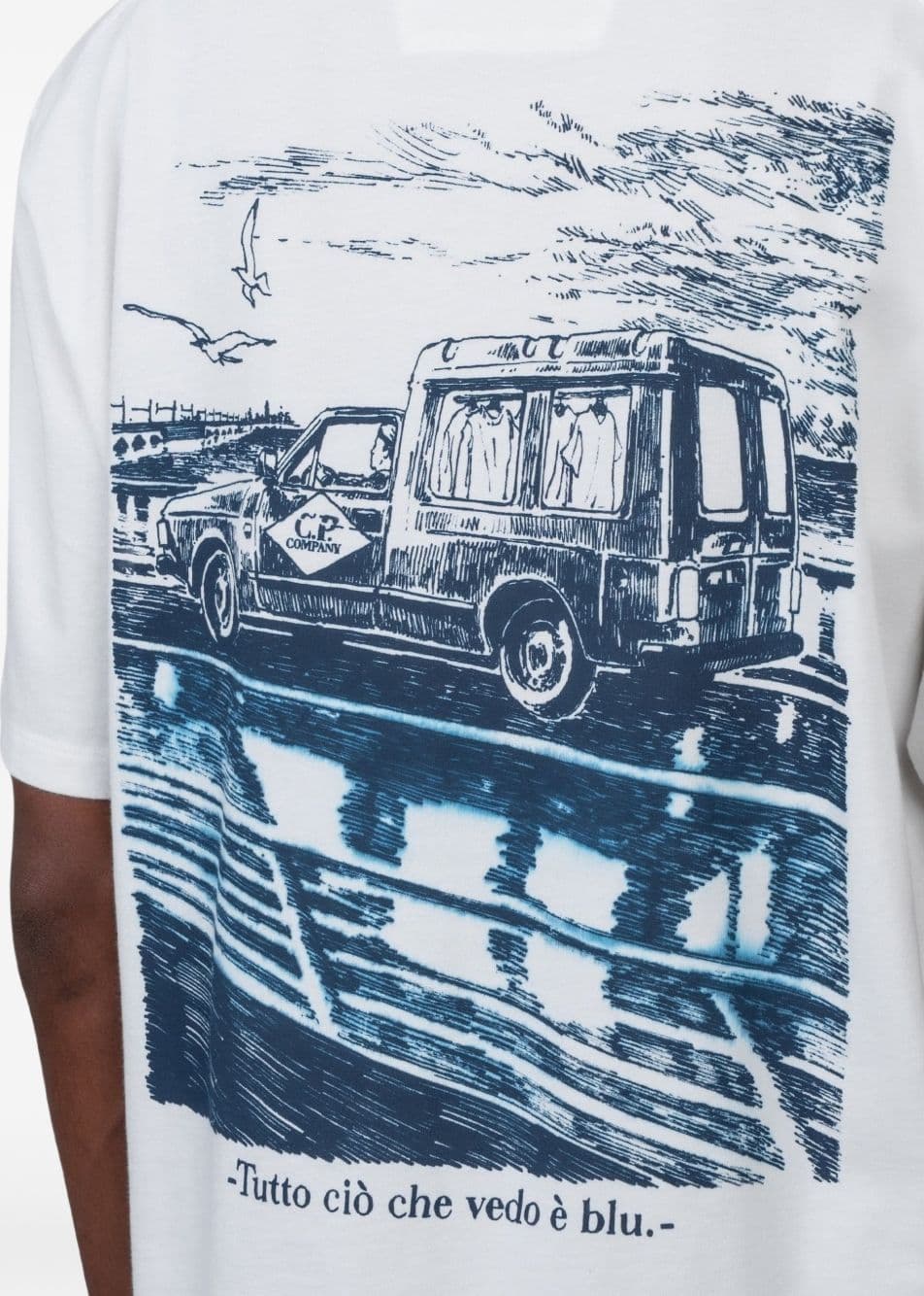 C.P.COMPANY c.p.company t-shirt bianco uomo stampa posteriore - 5