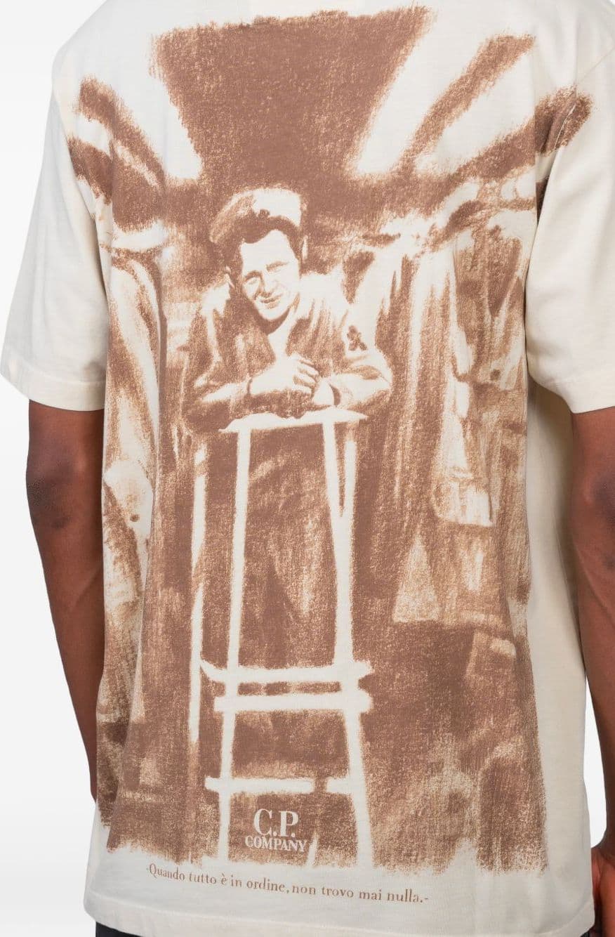 C.P.COMPANY c.p.company t-shirt stampa posteriore uomo beige - 5