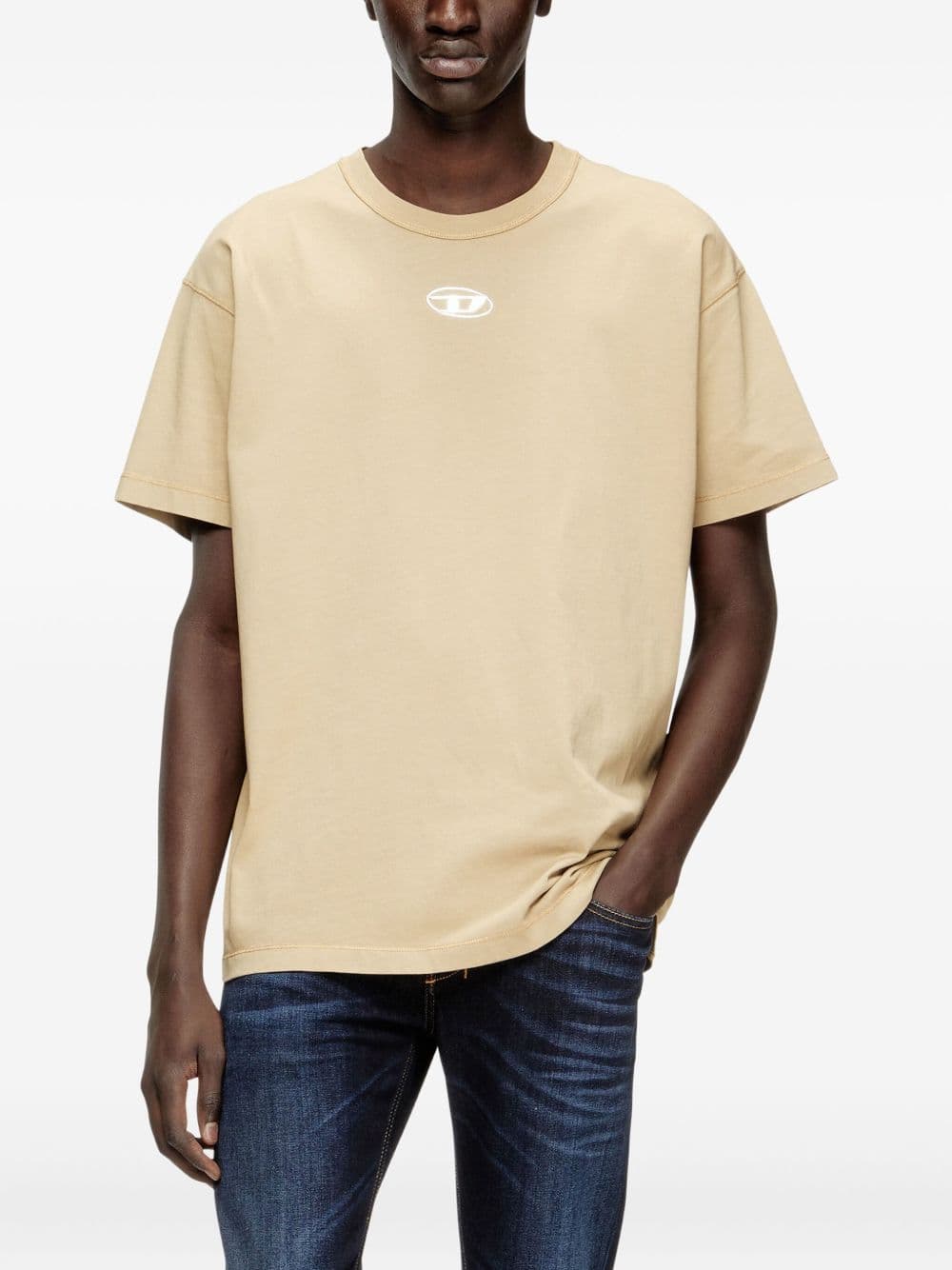 DIESEL diesel t shirt t-norm-iod uomo beige - 5
