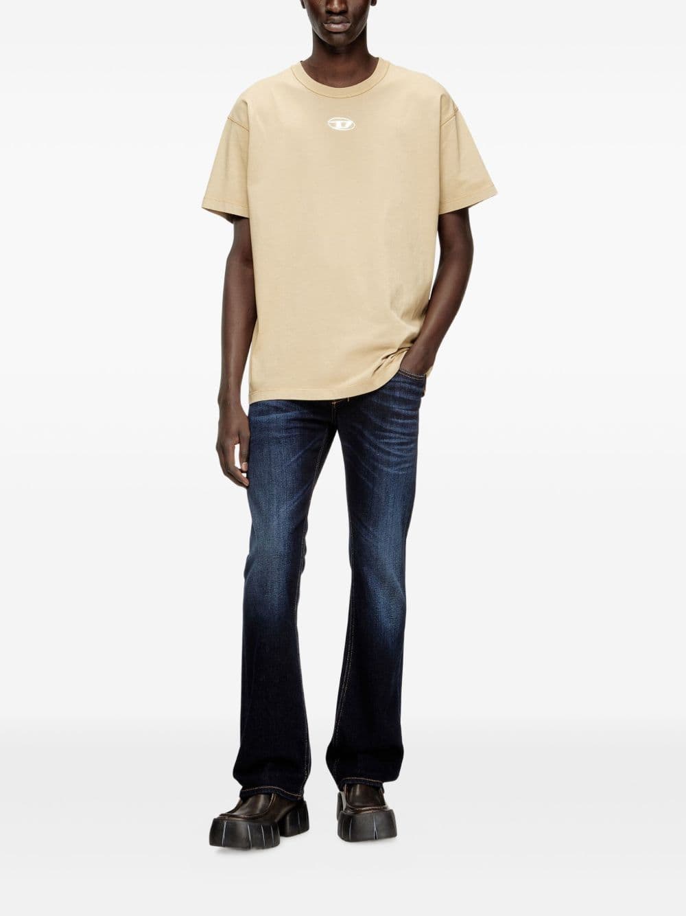 DIESEL diesel t shirt t-norm-iod uomo beige - 2