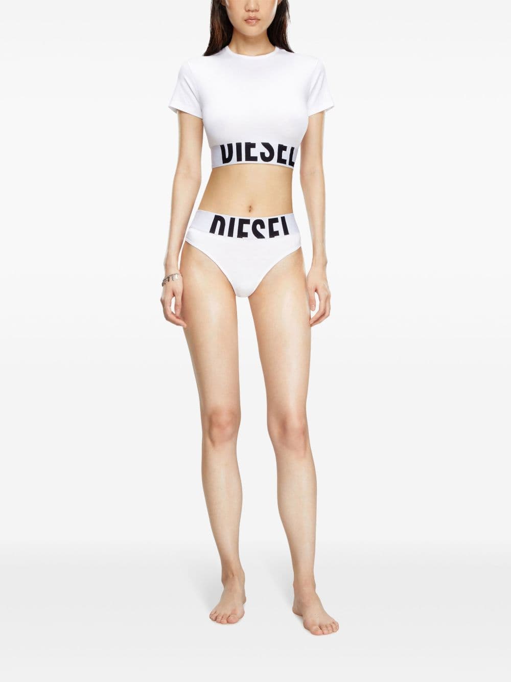 DIESEL diesel t-shirt banda logo donna bianco - 2