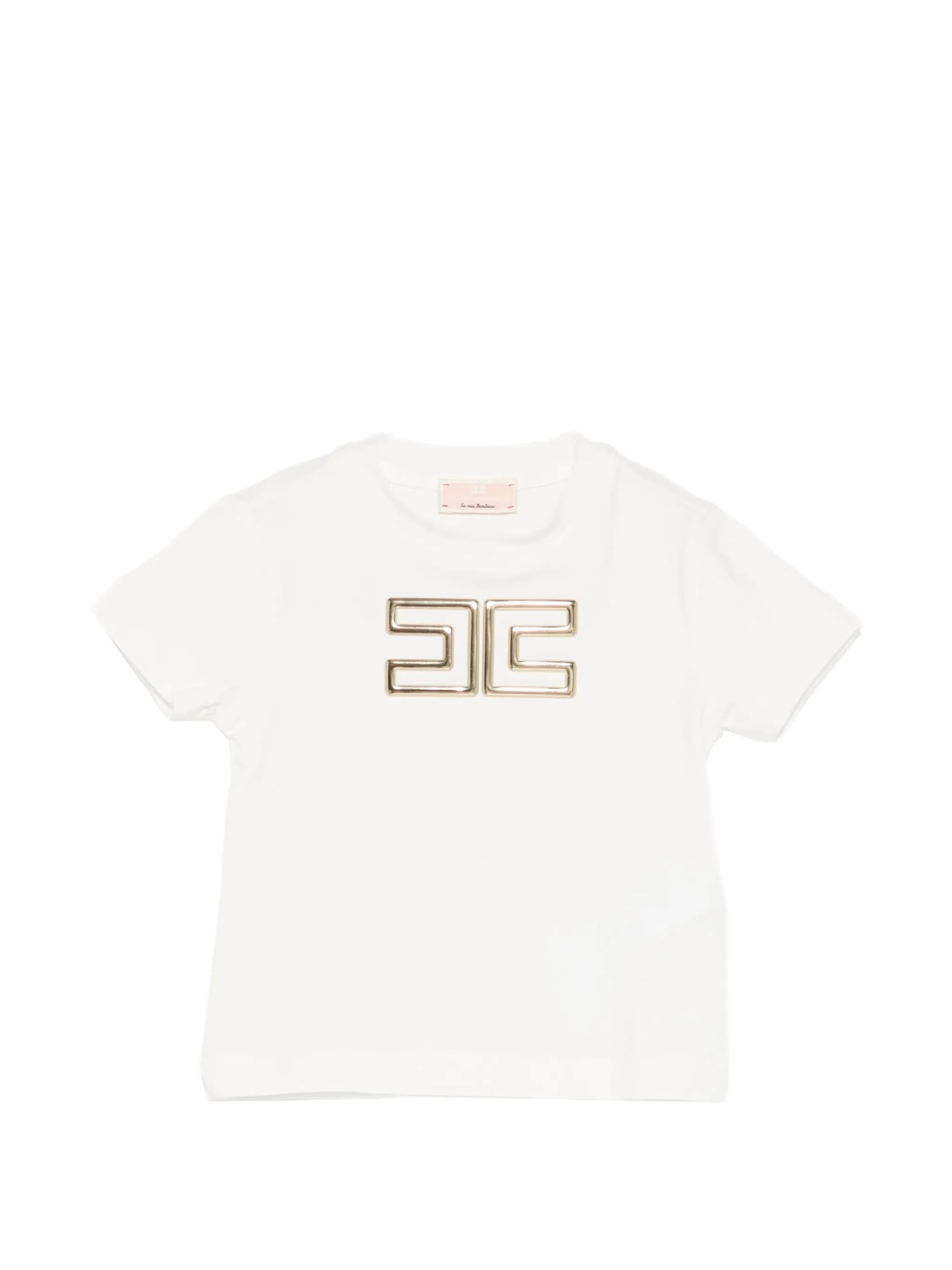 ELISABETTA FRANCHI T-SHIRT M/C LOGO A RILIEVO
