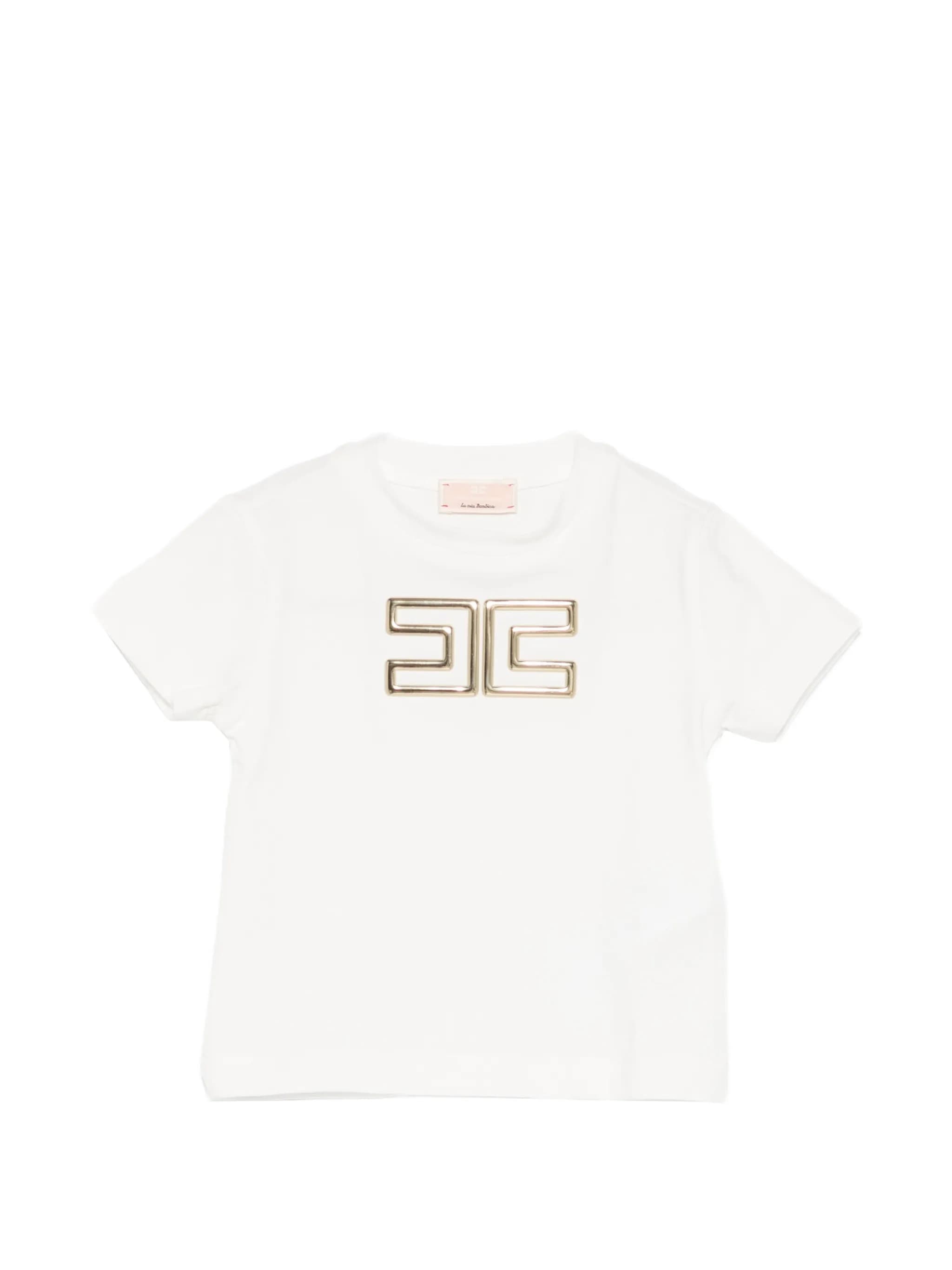 ELISABETTA FRANCHI T-SHIRT M/C LOGO A RILIEVO - 4