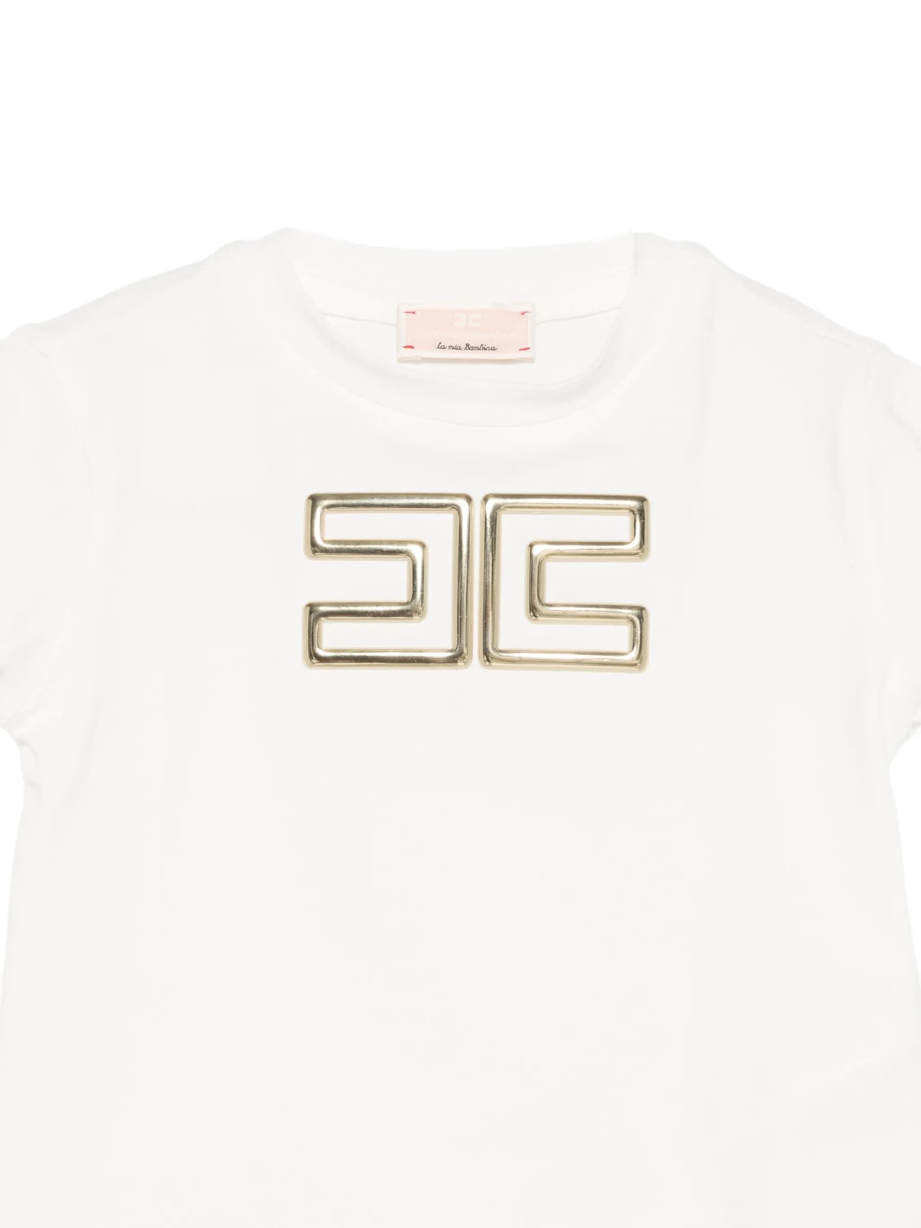 ELISABETTA FRANCHI T-SHIRT M/C LOGO A RILIEVO - 3