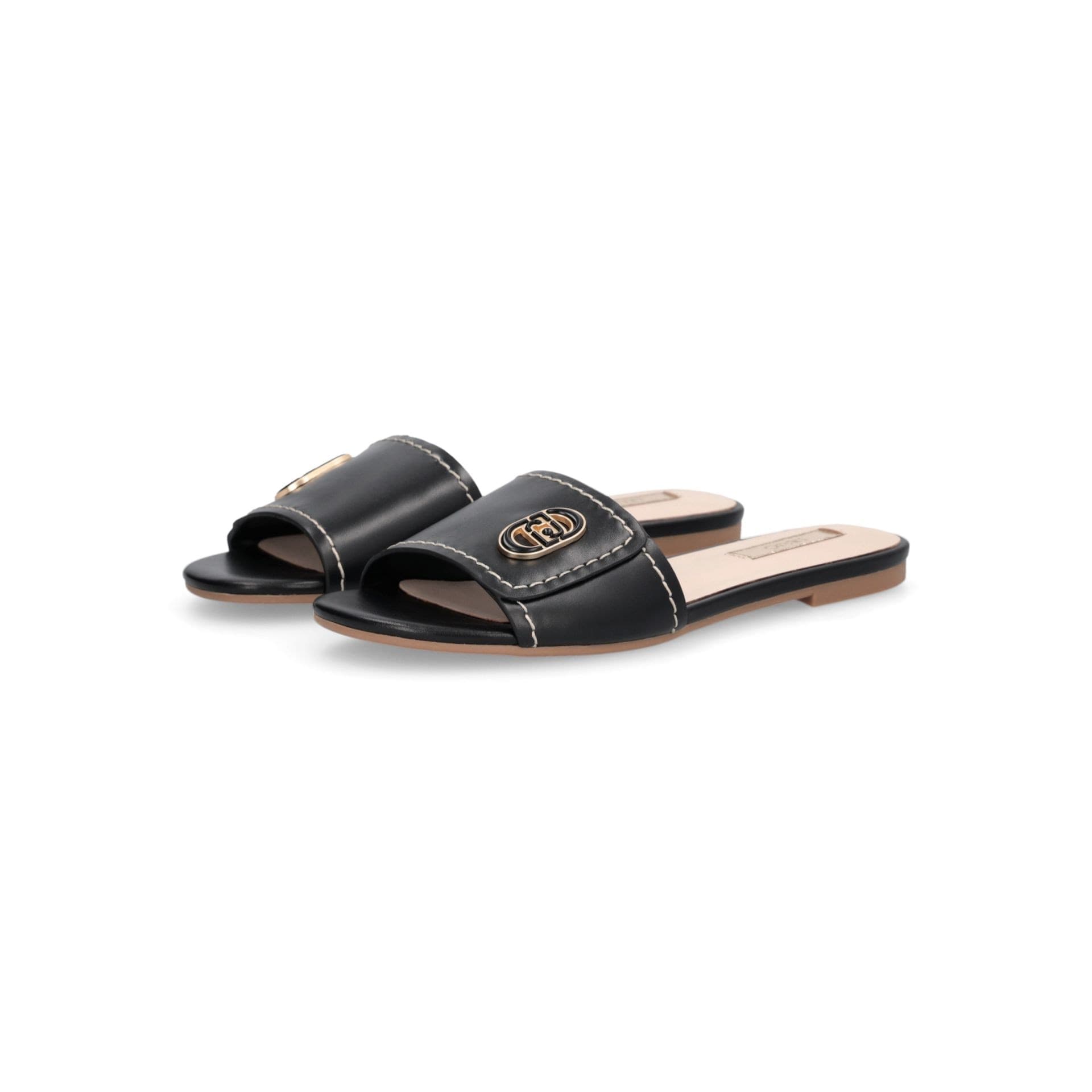 LIU JO Liu Jo Ciabatte Donna Sandy 03 in Pelle con Logo Nero Eleganti SA6127P010222222 - 2