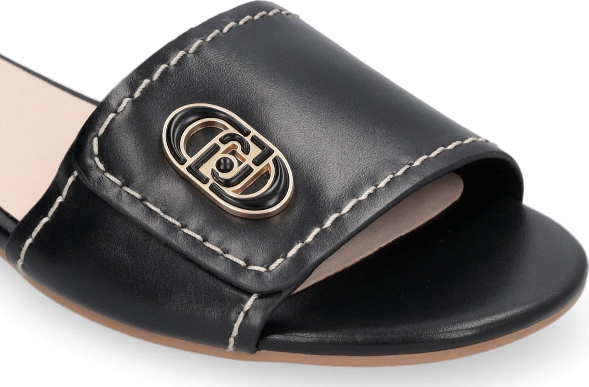LIU JO Liu Jo Ciabatte Donna Sandy 03 in Pelle con Logo Nero Eleganti SA6127P010222222 - 5