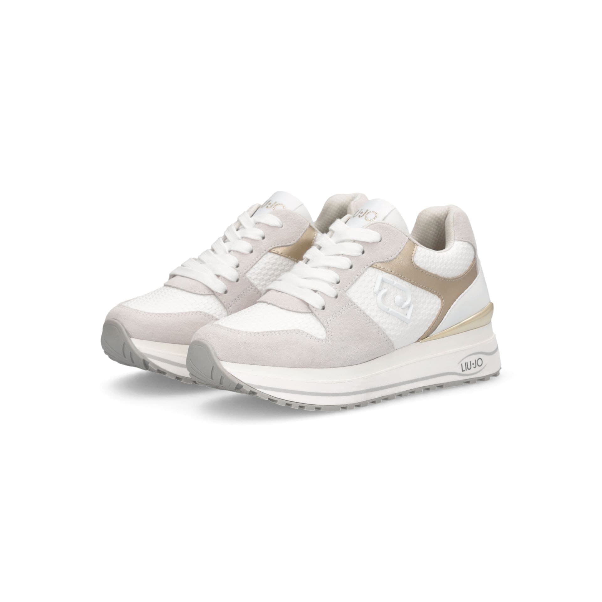 LIU JO Liu Jo Sneakers Donna Maxi Wonder 98 Platform in Suede e Ecopelle Bianco Oro BA6013PX813S1052 - 2