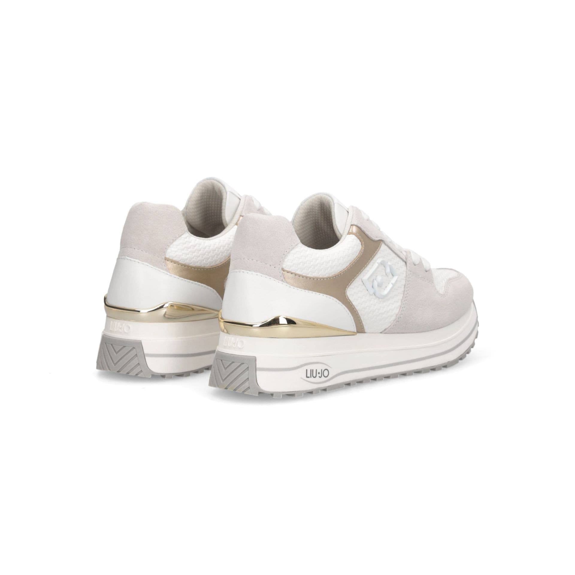 LIU JO Liu Jo Sneakers Donna Maxi Wonder 98 Platform in Suede e Ecopelle Bianco Oro BA6013PX813S1052 - 3