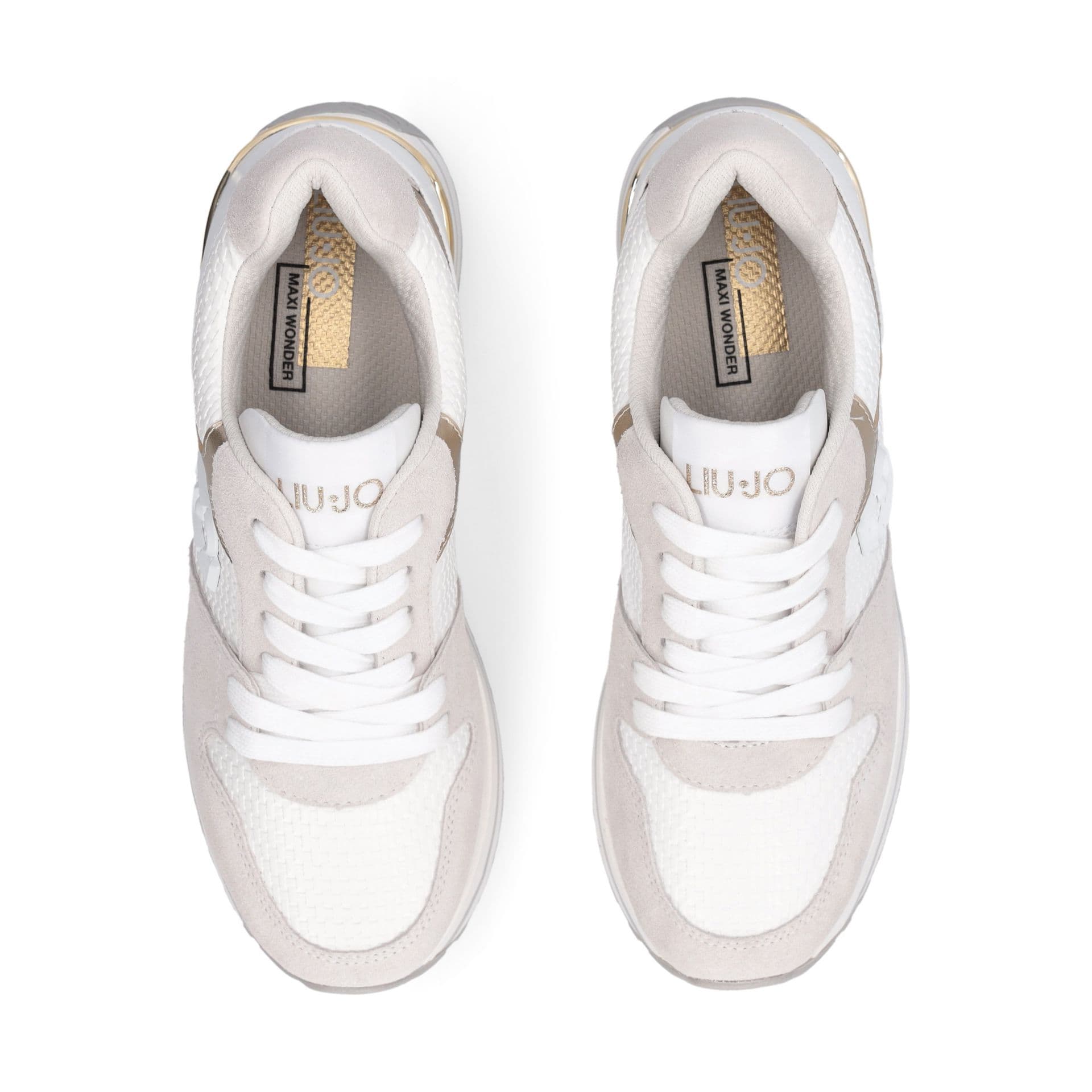 LIU JO Liu Jo Sneakers Donna Maxi Wonder 98 Platform in Suede e Ecopelle Bianco Oro BA6013PX813S1052 - 4