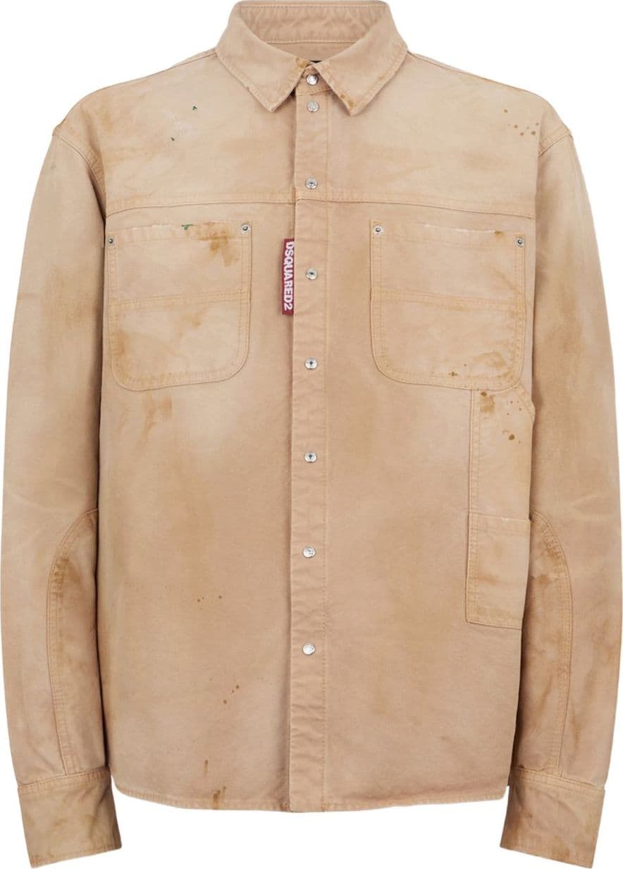 DSQUARED2 dsquared2 camicia beige uomo effetto sbiadito - 3