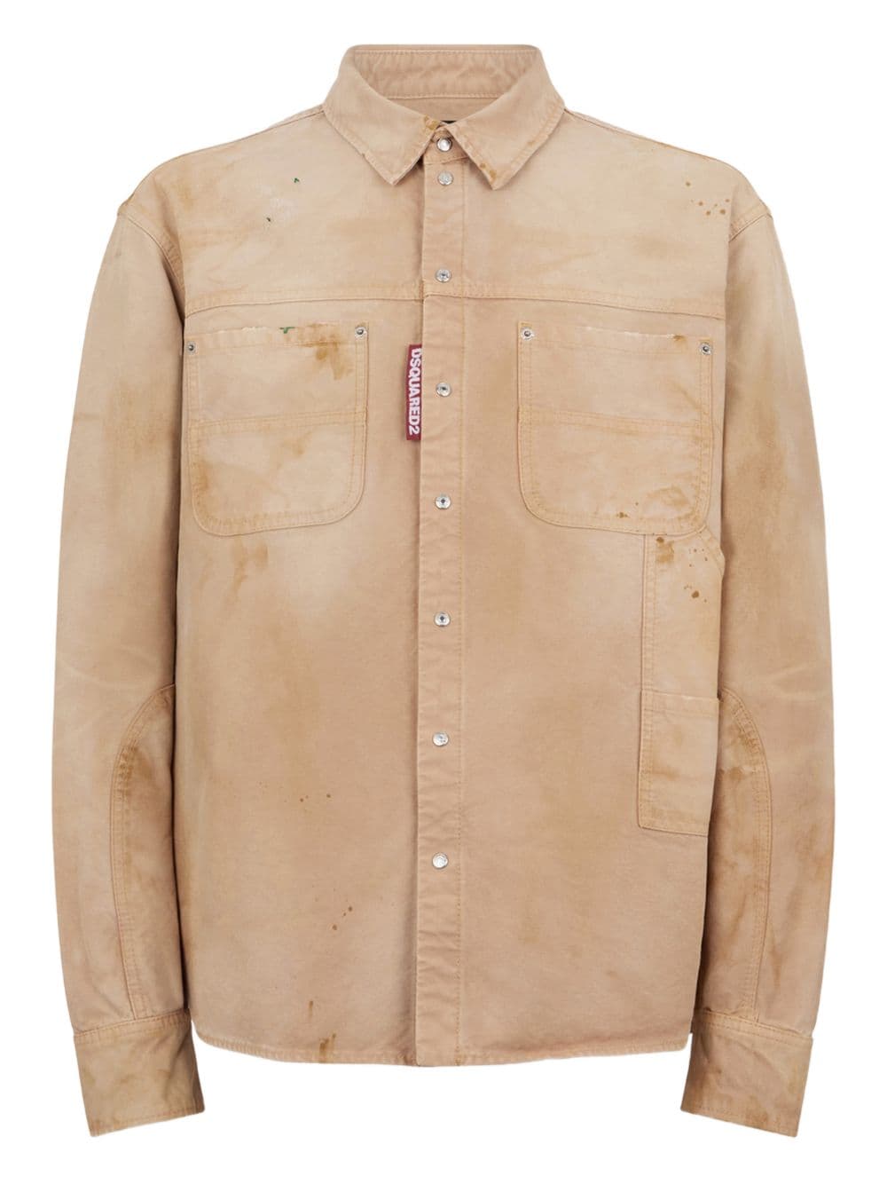DSQUARED2 dsquared2 camicia beige uomo effetto sbiadito - 3