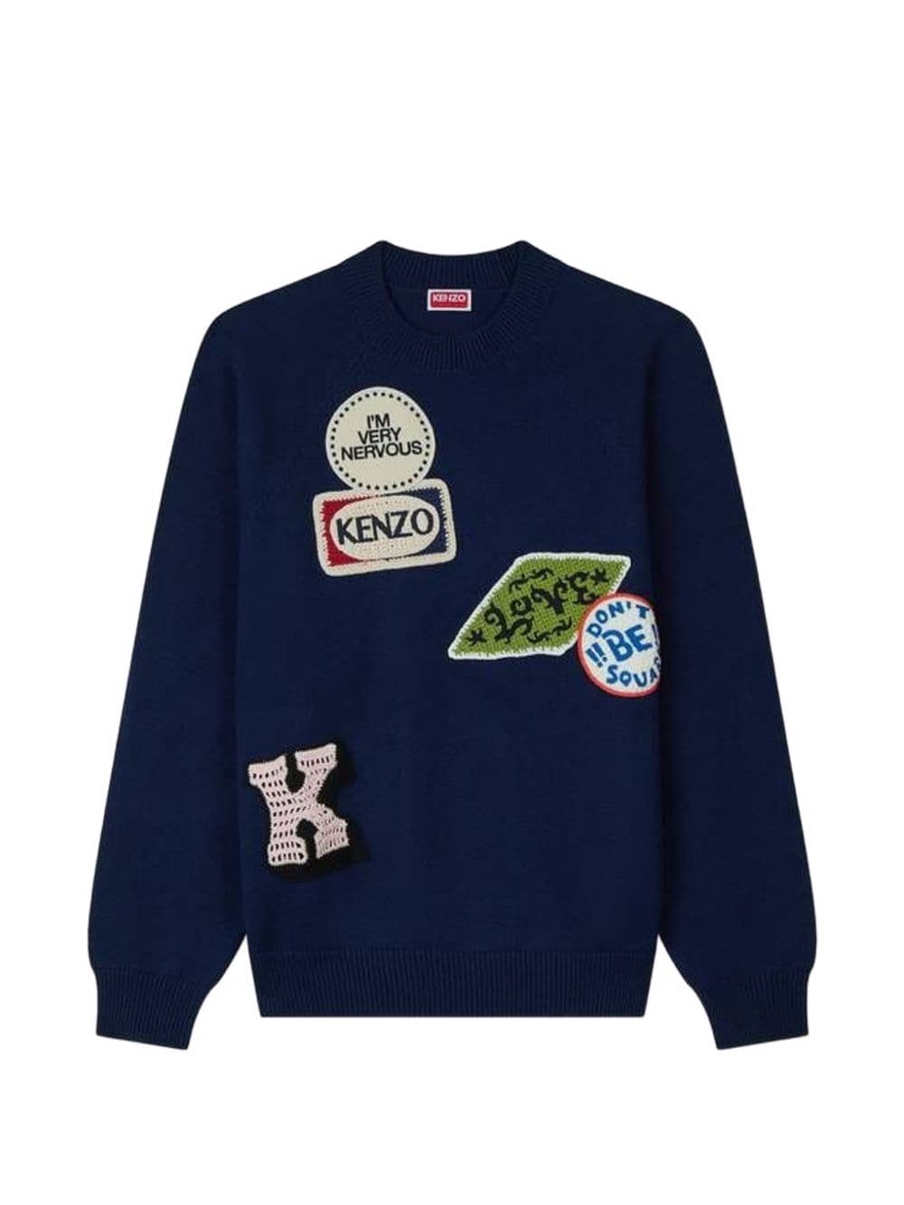 Kenzo kenzo felpa applicazioni uomo blu - 3