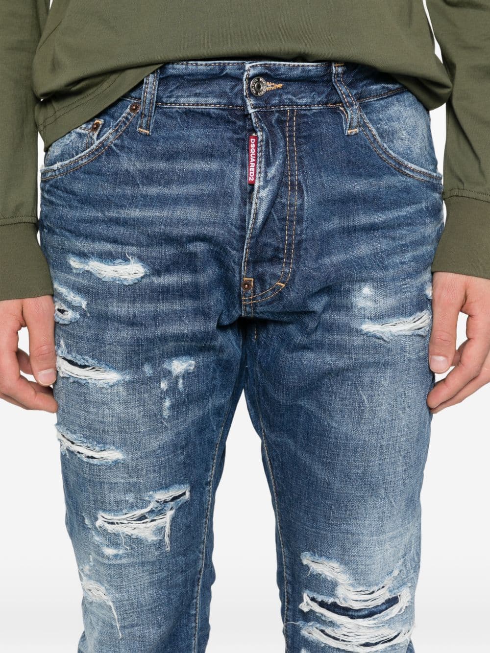 DSQUARED2 dsquared2 jeans blu uomo teddy effetto vissuto - 4