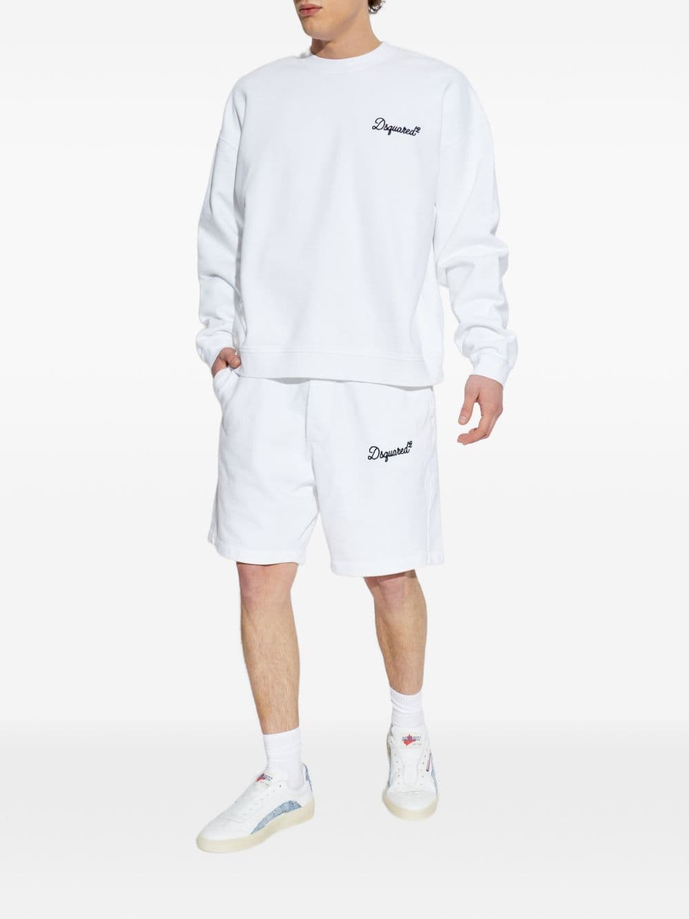 DSQUARED2 dsquared2 short bianco uomo logo ricamato - 2