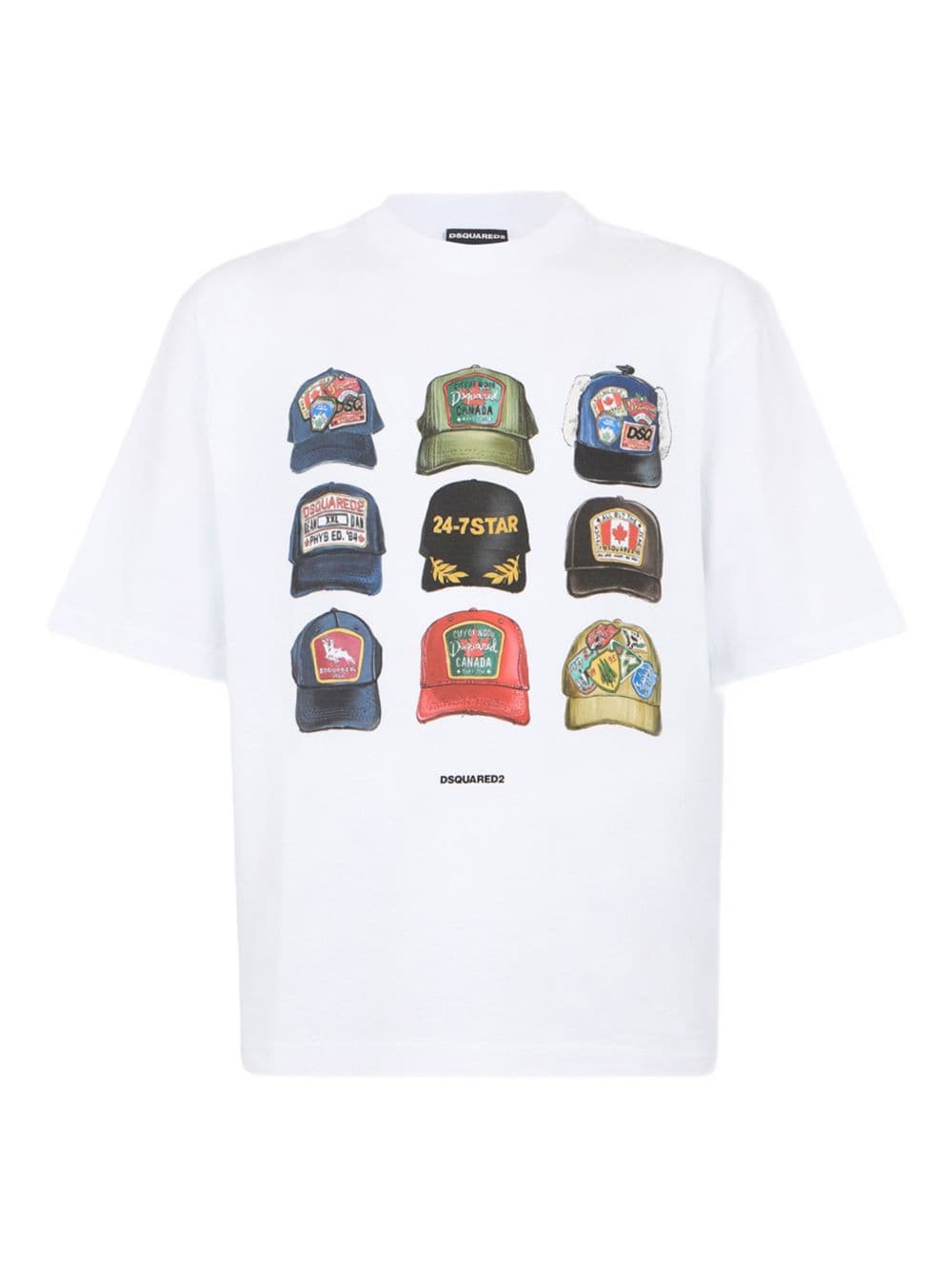 DSQUARED2 dsquared2 t-shirt bianco uomo stampa cappellini - 3
