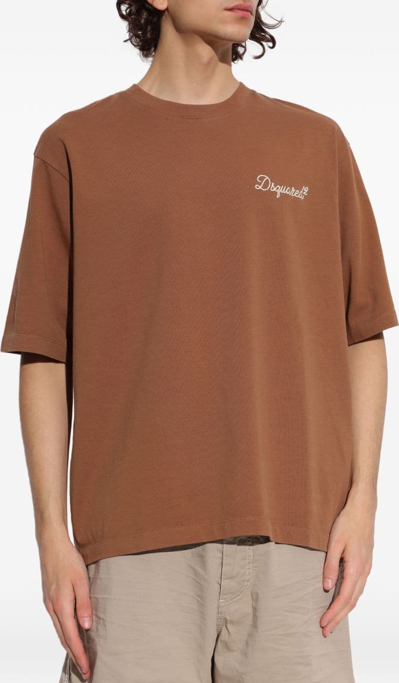 DSQUARED2 dsquared2 t-shirt marrone uomo logo ricamato – OTHER