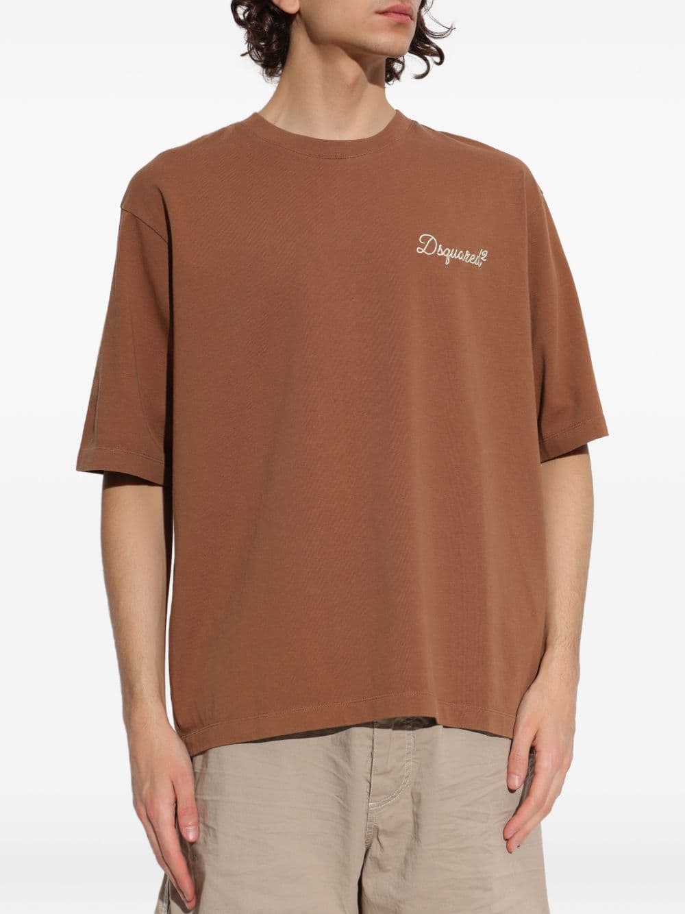 DSQUARED2 dsquared2 t-shirt marrone uomo logo ricamato - 6