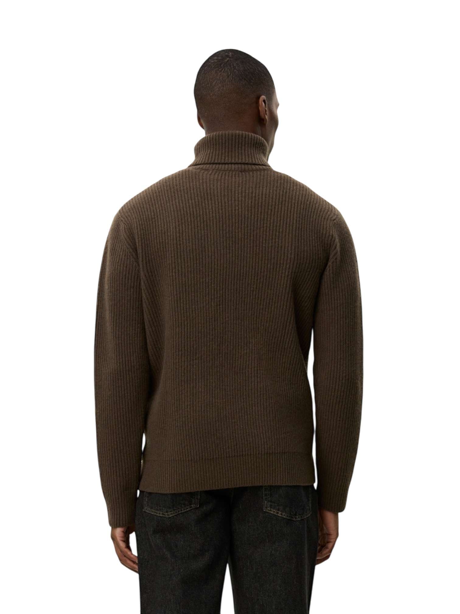 LES DEUX Les Deux Eddie Wool Rib Rollneck Knit sweater maglione collo alto in lana merino - Teak Brown - 4