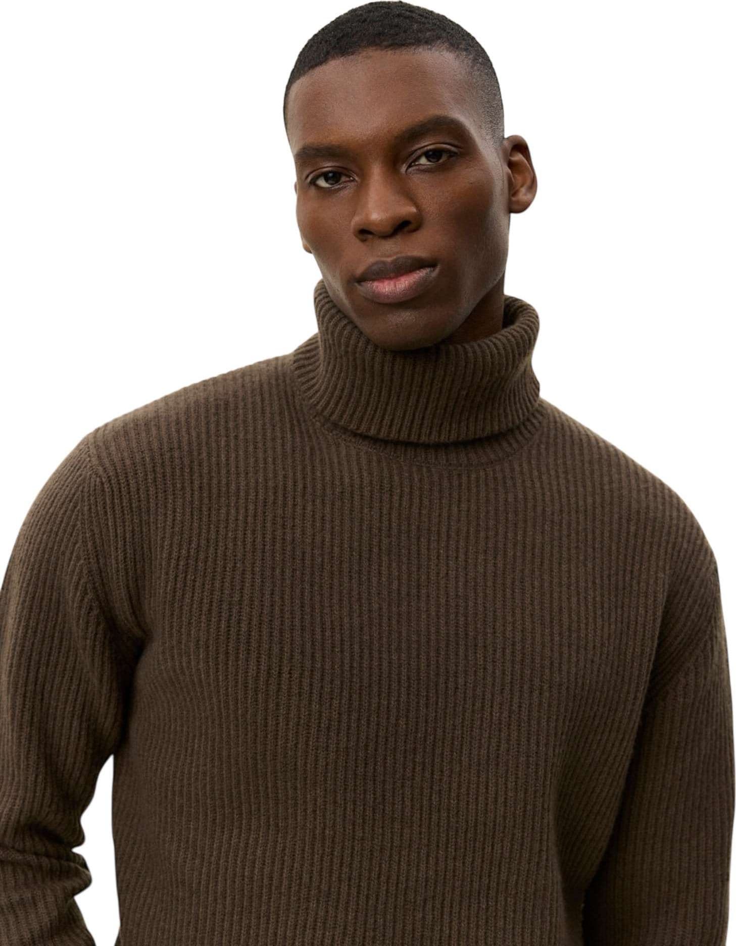 LES DEUX Les Deux Eddie Wool Rib Rollneck Knit sweater maglione collo alto in lana merino - Teak Brown - 5