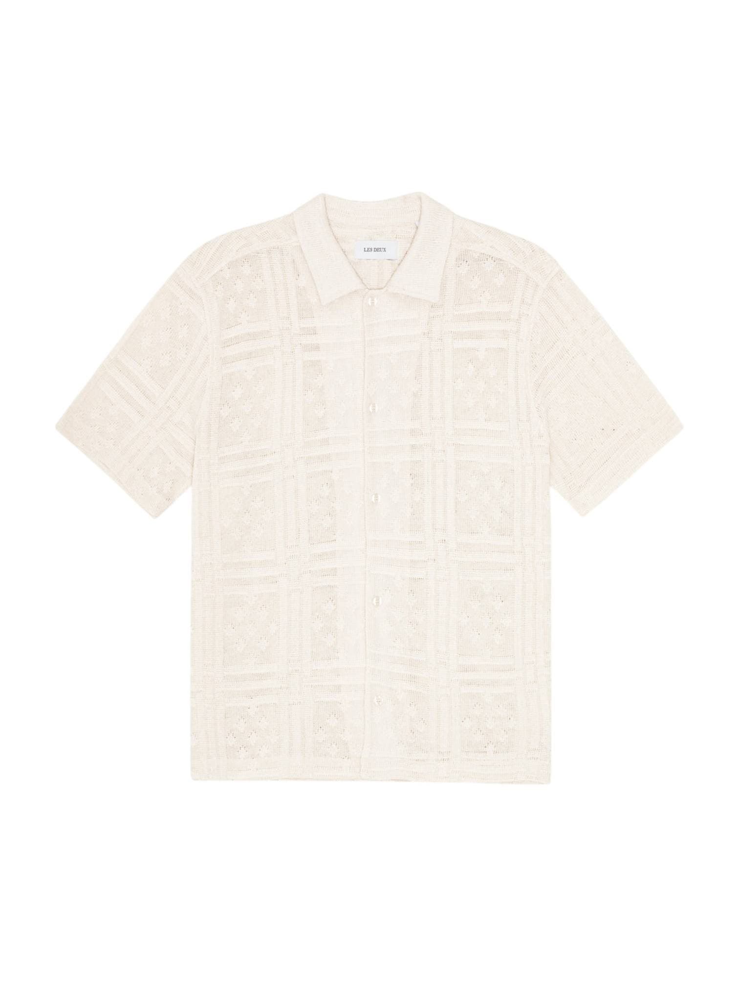 LES DEUX Les Deux Hector Pointelle SS Shirt camicia in crochet maniche corte - egg white - 7