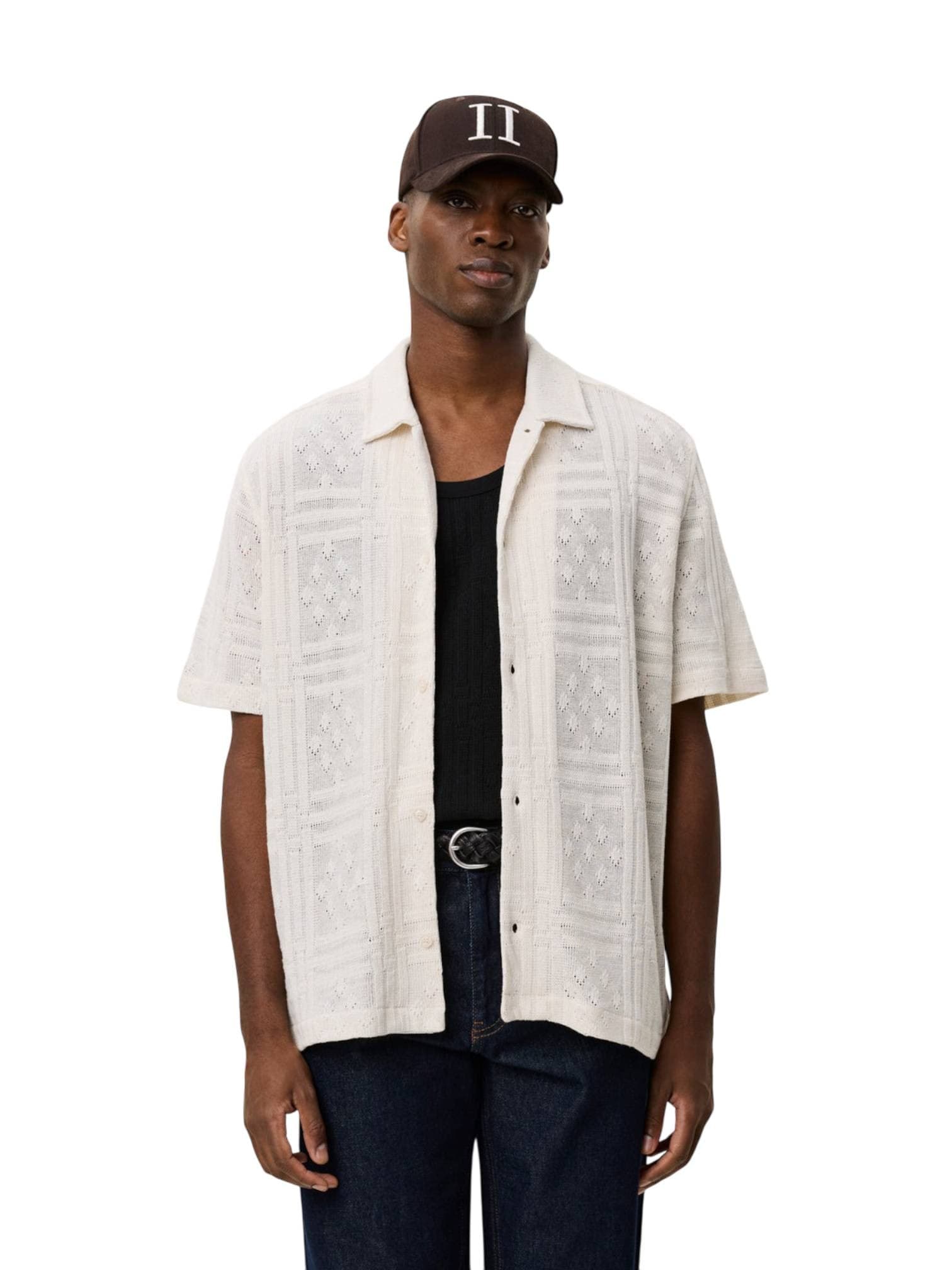 LES DEUX Les Deux Hector Pointelle SS Shirt camicia in crochet maniche corte - egg white - 3