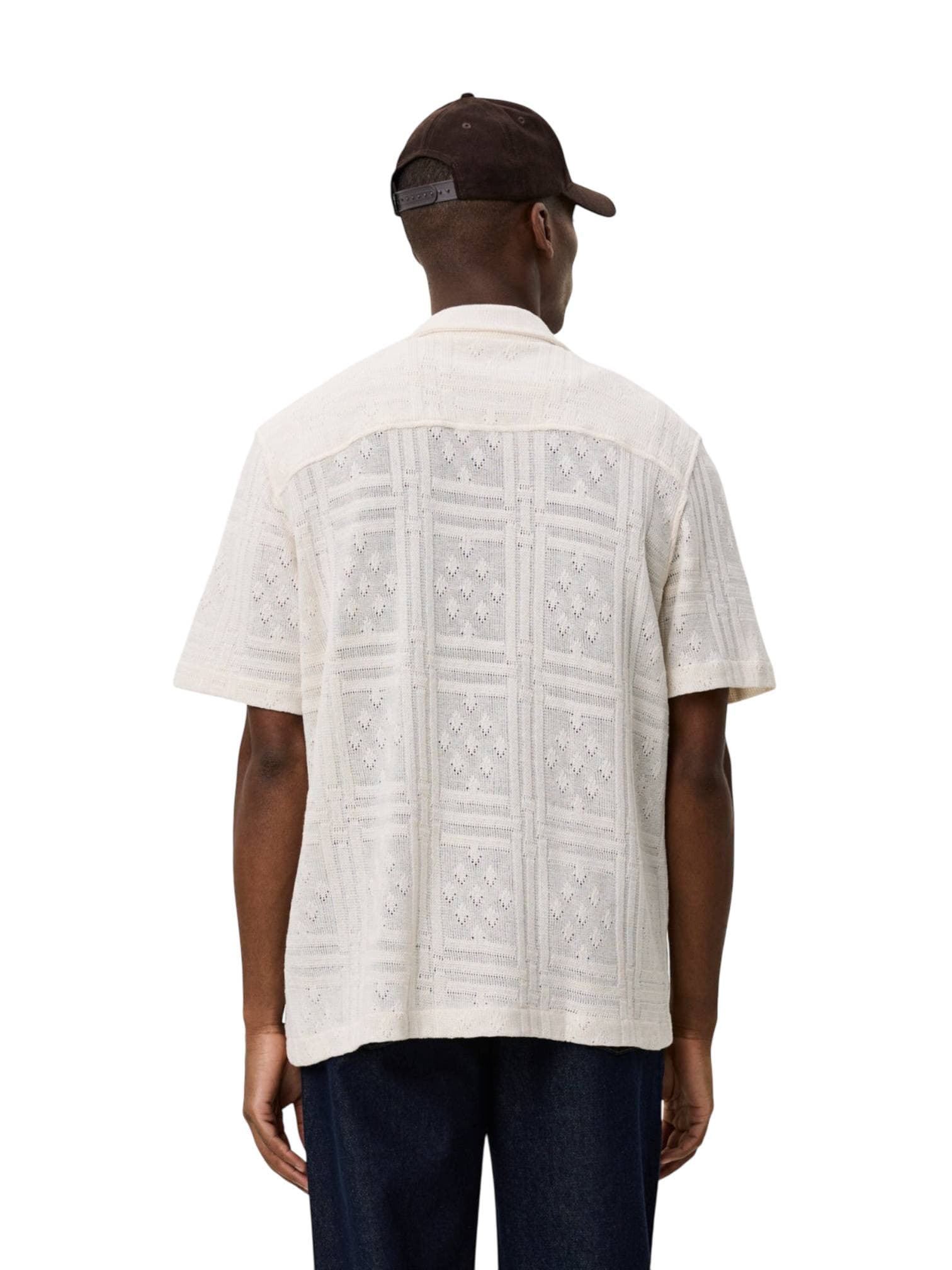 LES DEUX Les Deux Hector Pointelle SS Shirt camicia in crochet maniche corte - egg white - 4