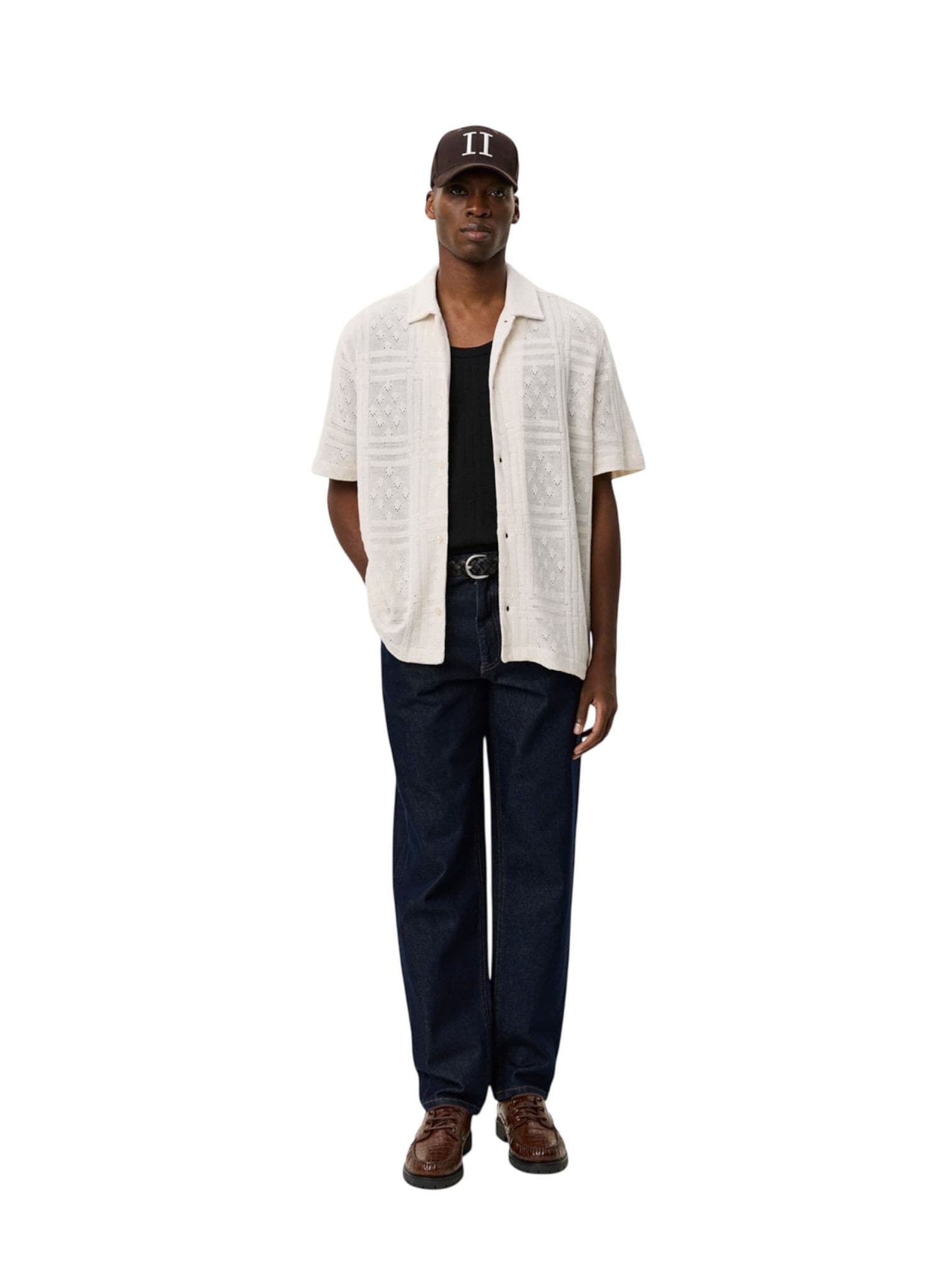 LES DEUX Les Deux Hector Pointelle SS Shirt camicia in crochet maniche corte - egg white - 5