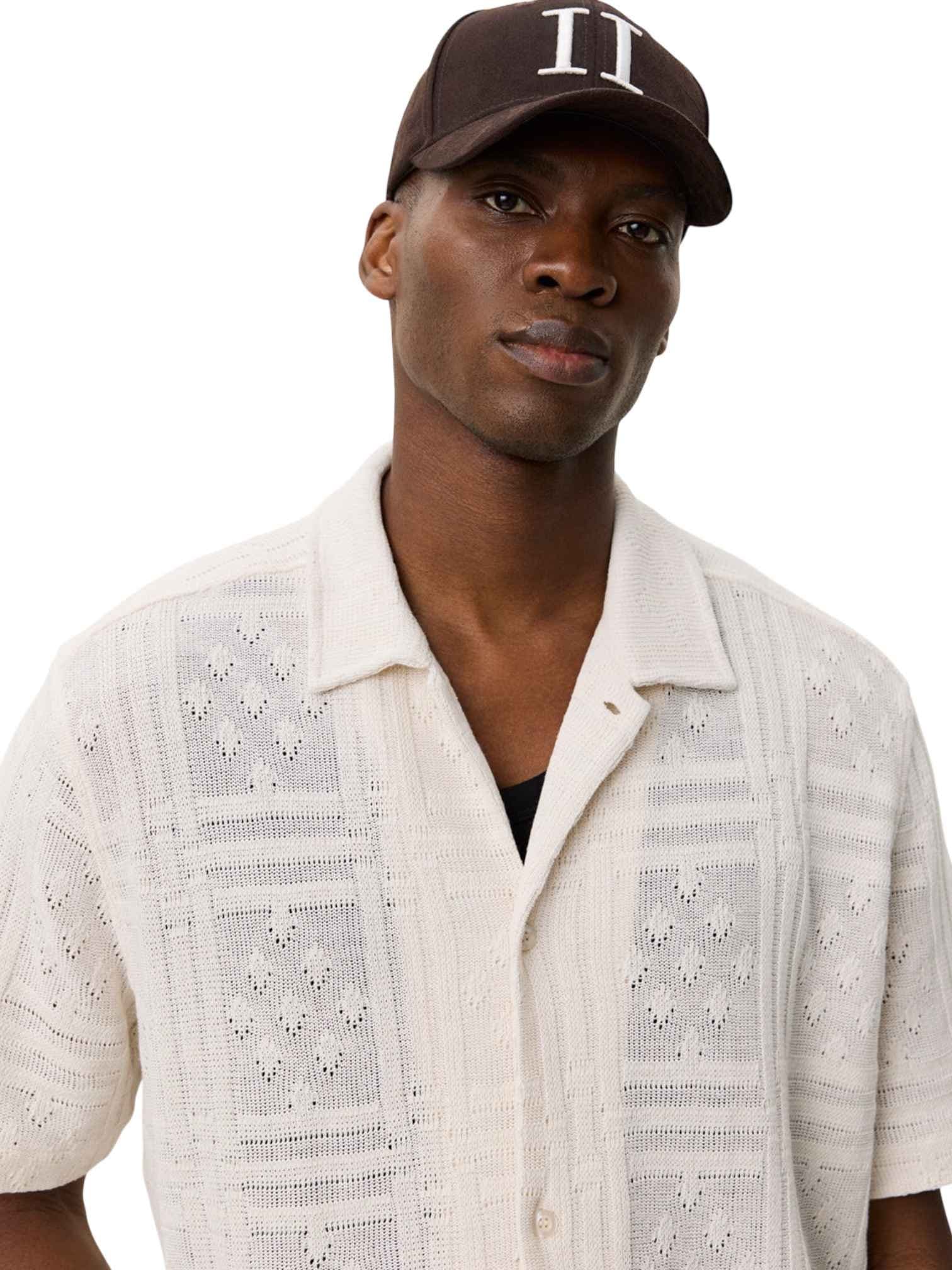 LES DEUX Les Deux Hector Pointelle SS Shirt camicia in crochet maniche corte - egg white - 6