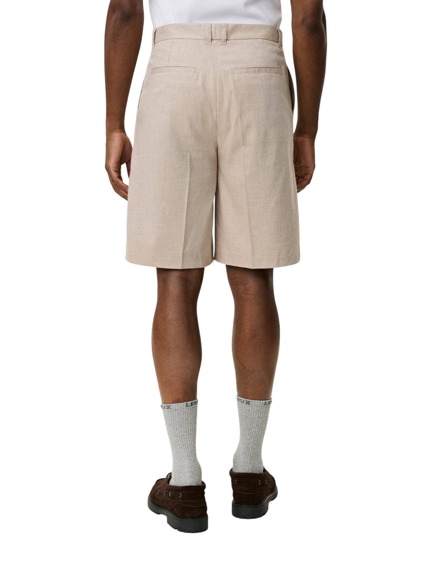 LES DEUX Les Deux Reece Pleated slub shorts pantaloni sartoriali corti gamba larga - light sand - 4
