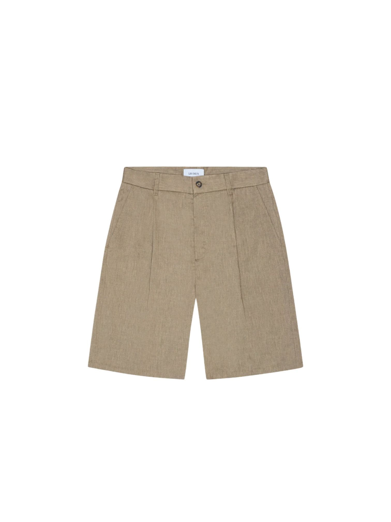 LES DEUX Les Deux Reece Pleated slub shorts pantaloni sartoriali corti gamba larga - lichen green - 6
