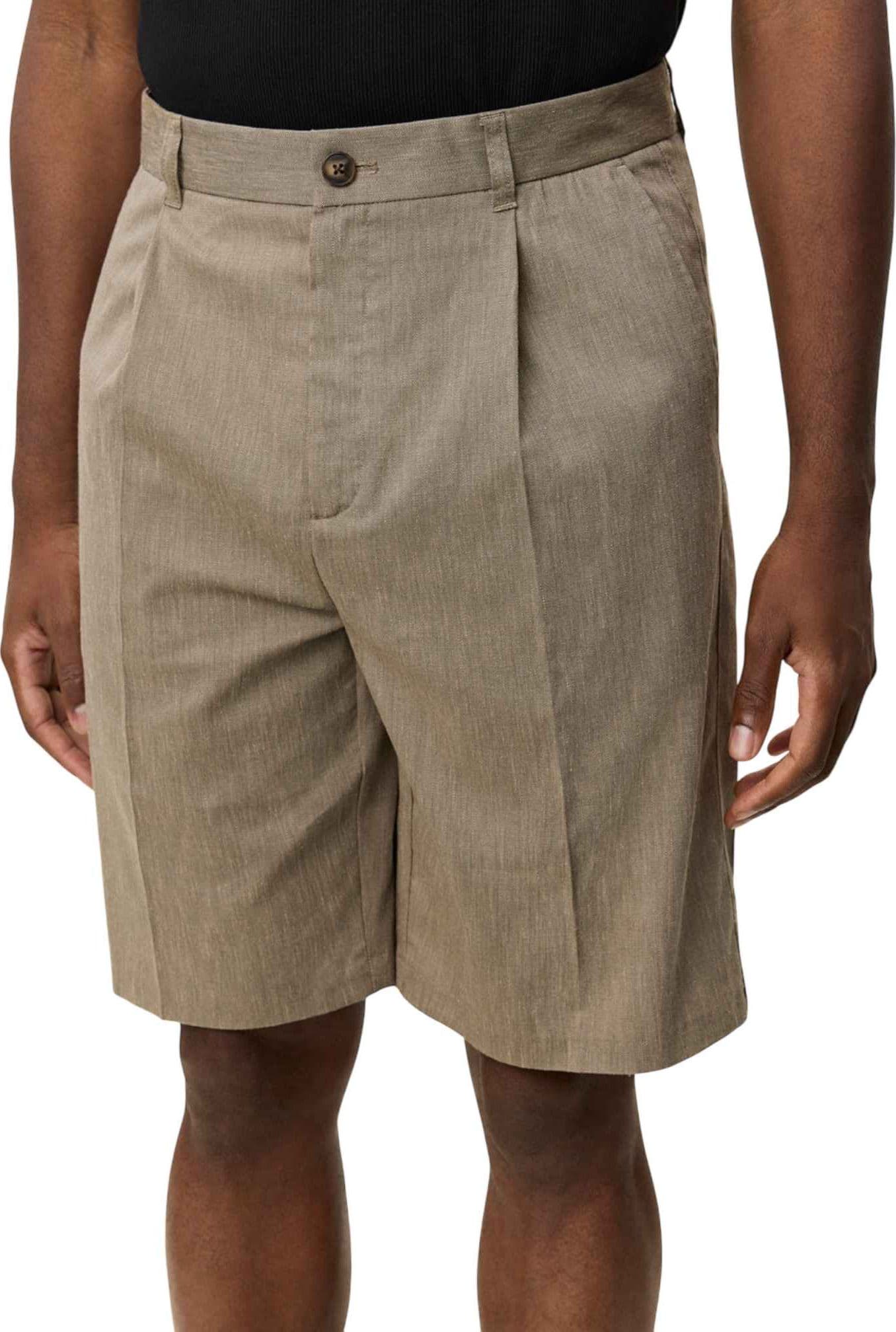 LES DEUX Les Deux Reece Pleated slub shorts pantaloni sartoriali corti gamba larga - lichen green - 5