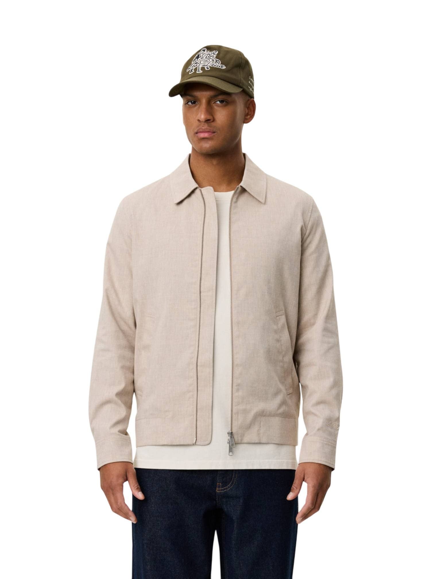 LES DEUX Les Deux Como Coach Slub Jacket giacca da uomo primaverile in misto lino - light sand - 3