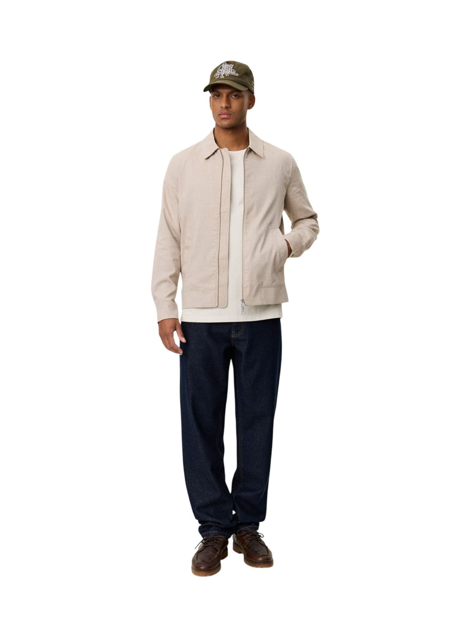 LES DEUX Les Deux Como Coach Slub Jacket giacca da uomo primaverile in misto lino - light sand - 5