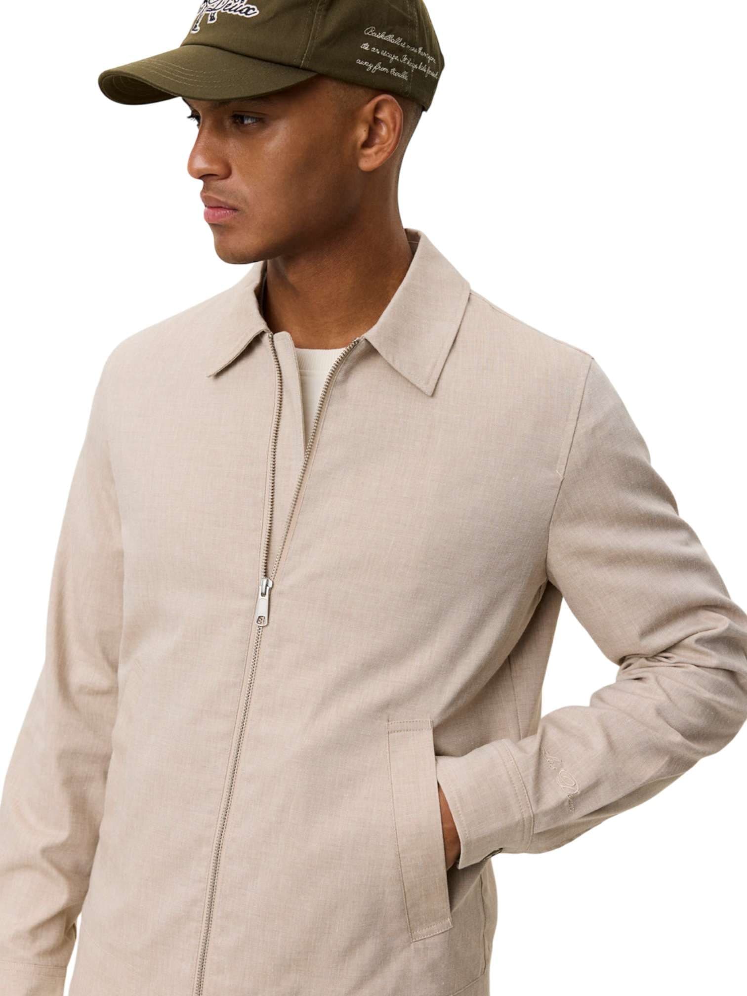 LES DEUX Les Deux Como Coach Slub Jacket giacca da uomo primaverile in misto lino - light sand - 6