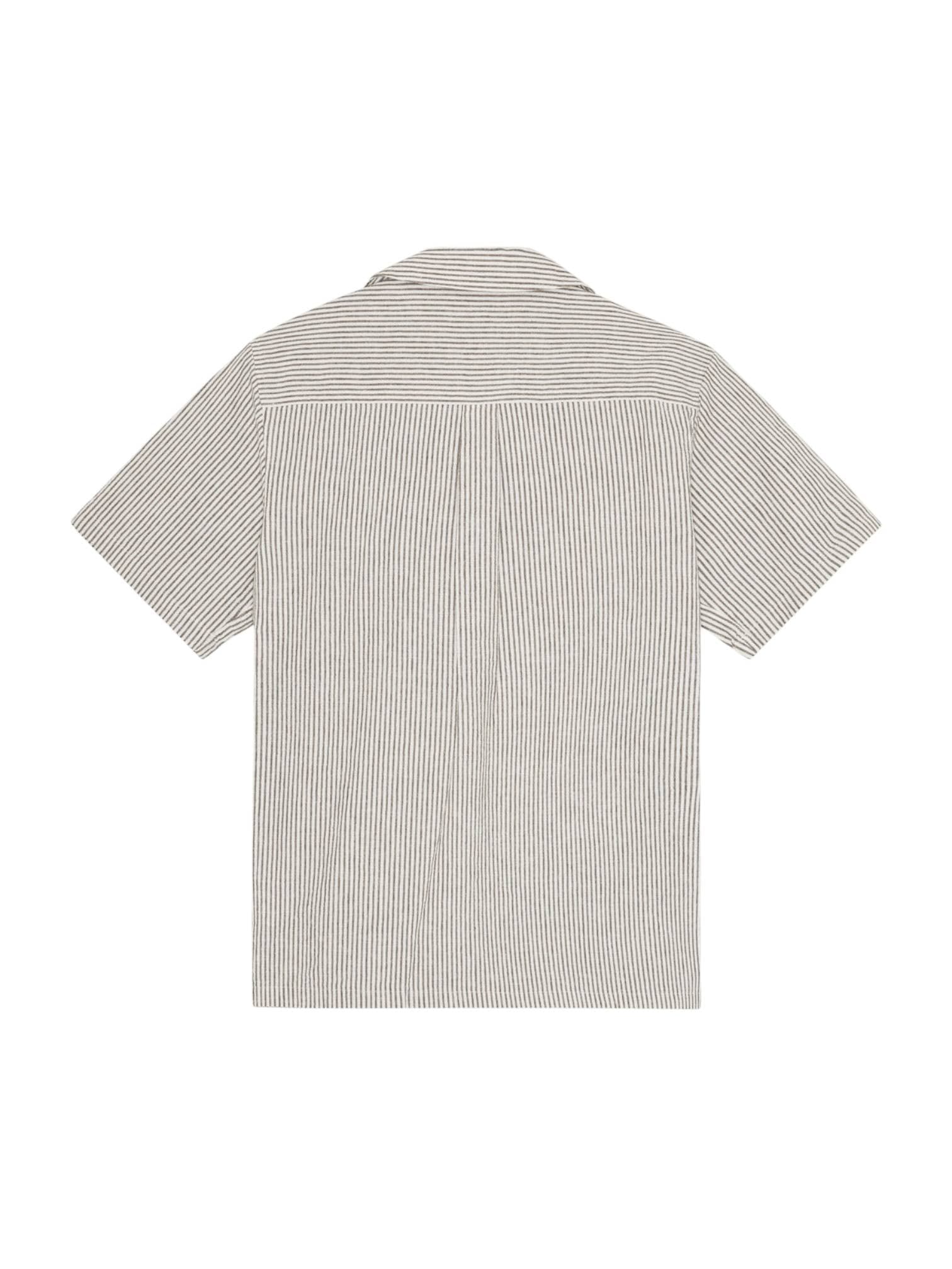 LES DEUX Les Deux Lukas Stripe Cotton Linen SS Shirt camicia a righe in lino maniche corte - teak brown - 2