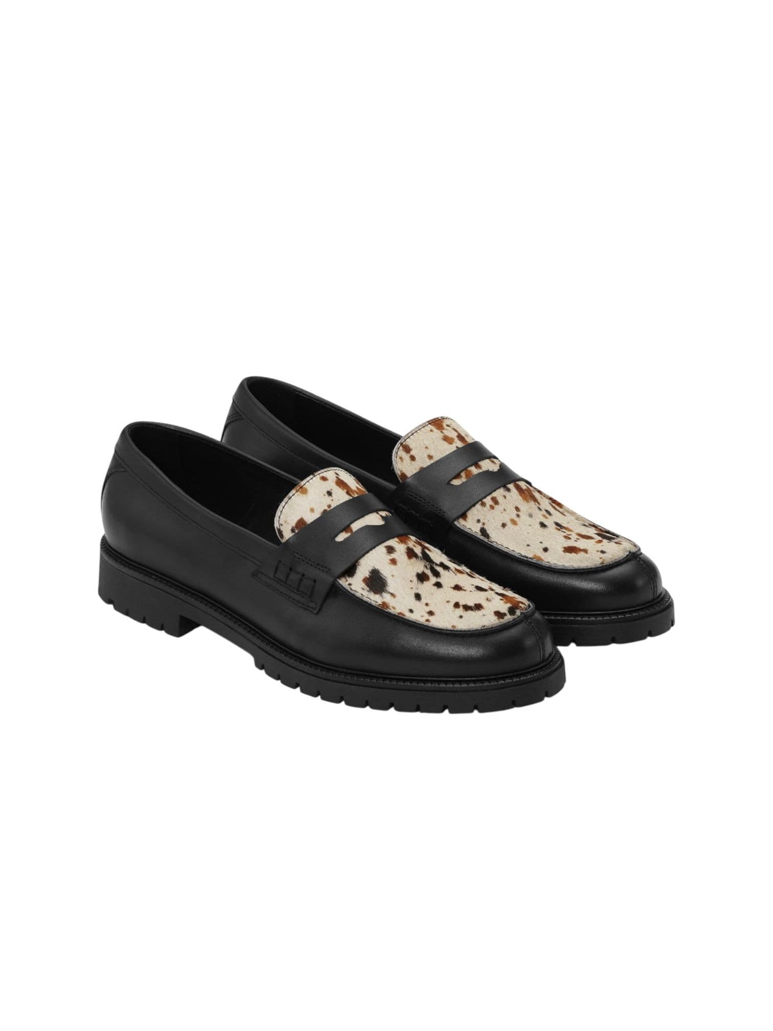 LES DEUX Les Deux Taylor AOP Loafer mocassini in pelle da uomo - black - 6