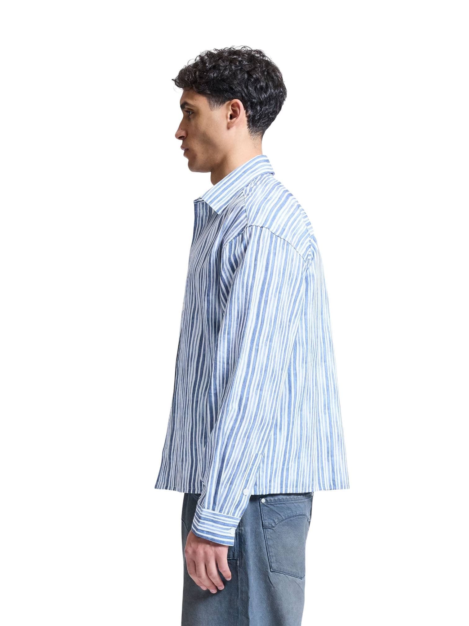 RETERNITY Reternity Watercolor shirt camicia a righe boxy fit - Blue - 3