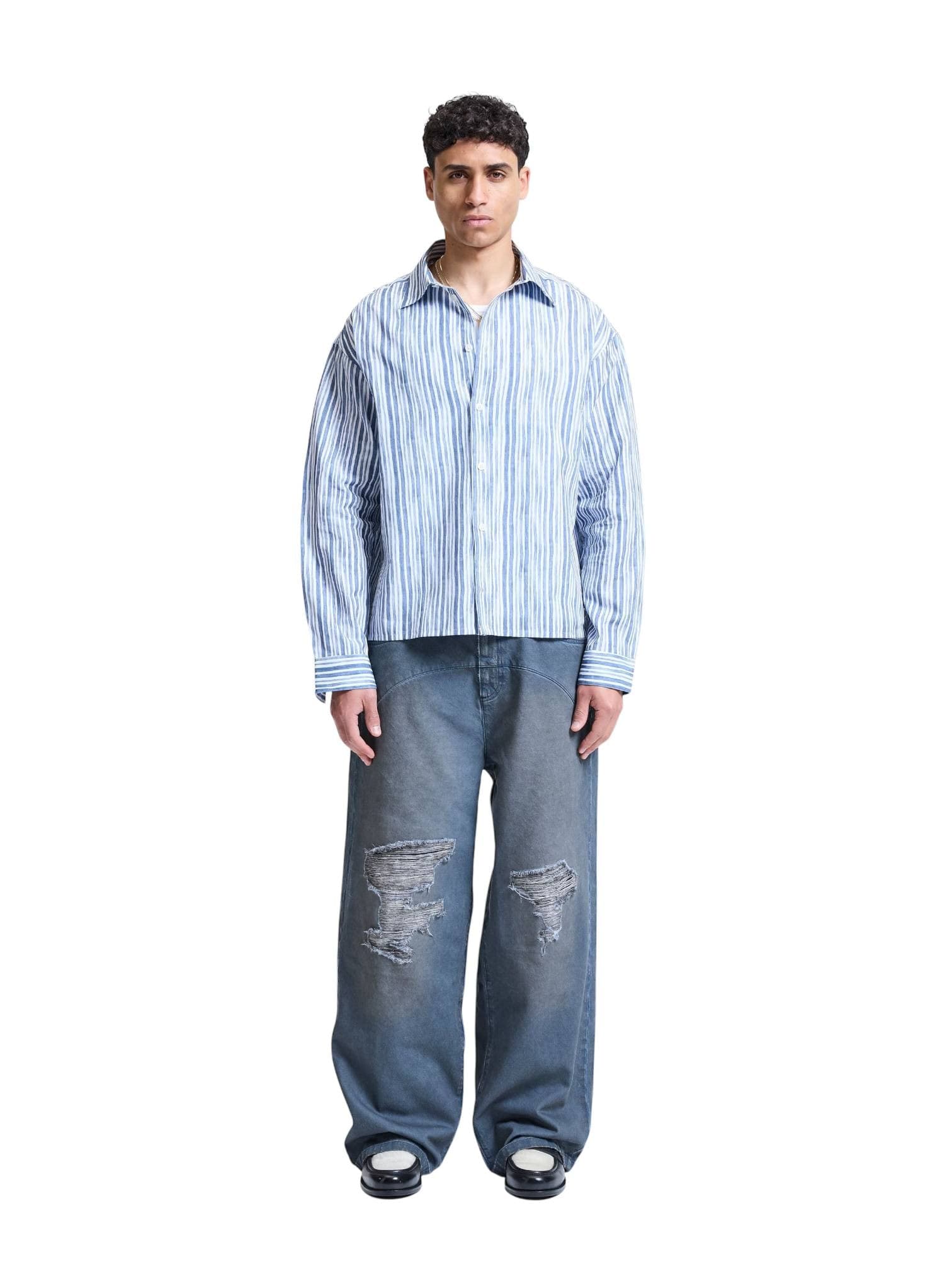 RETERNITY Reternity Watercolor shirt camicia a righe boxy fit - Blue - 5