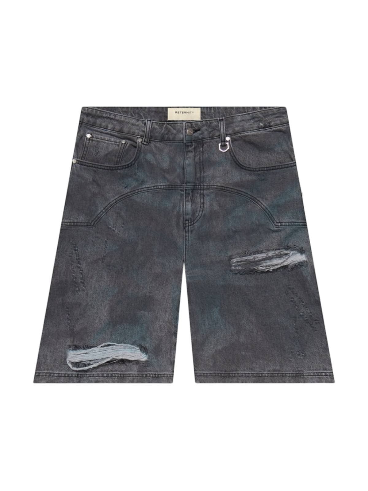 RETERNITY Reternity Painted artisan shorts in jeans gamba larga - washed grey - 8