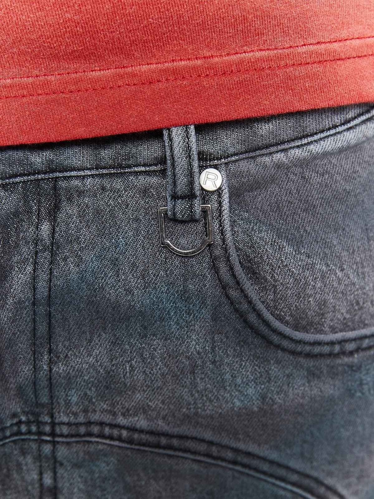 RETERNITY Reternity Painted artisan shorts in jeans gamba larga - washed grey - 7