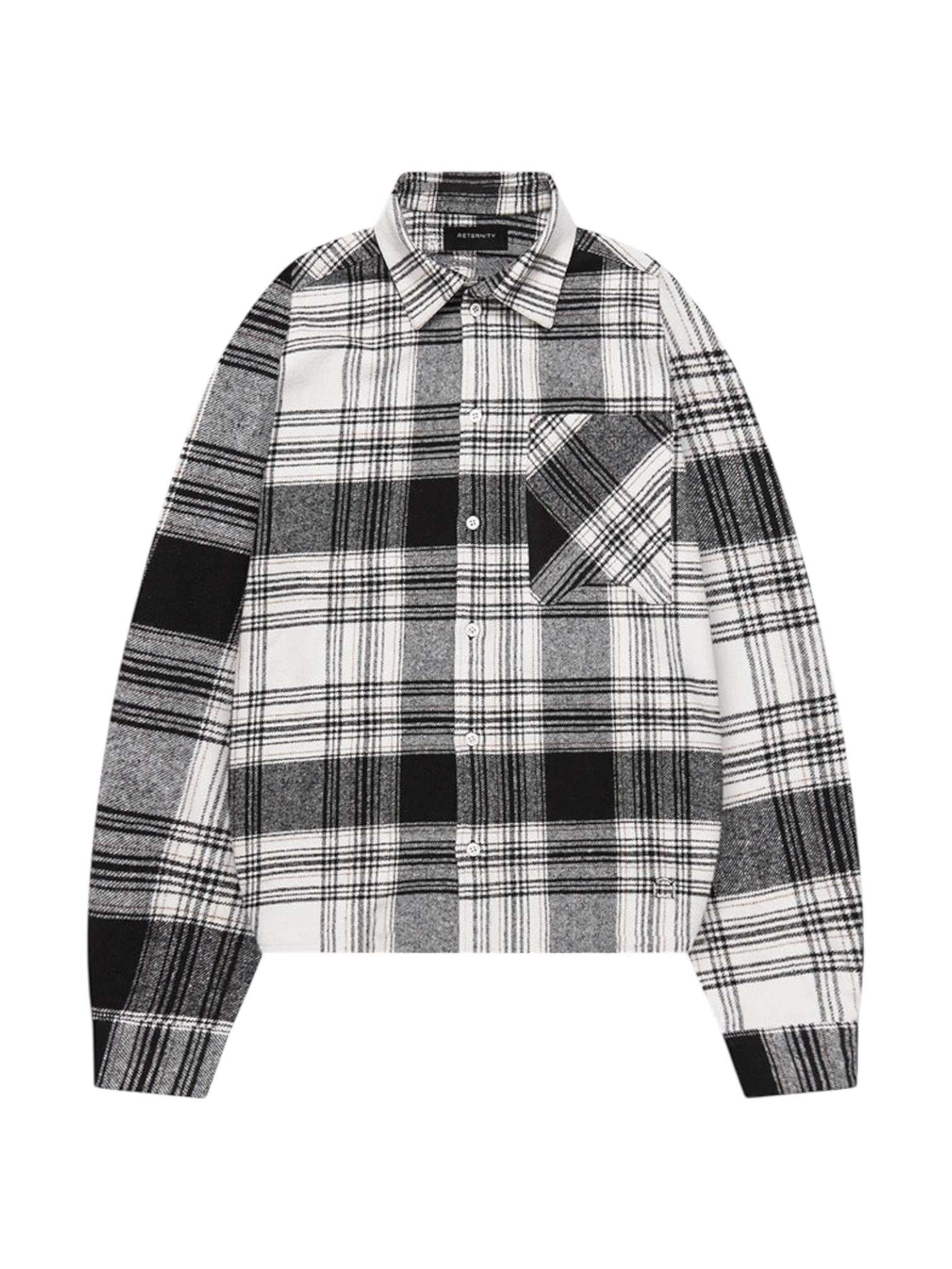 RETERNITY Reternity Creative dept logo flannel shirt camicione in flanella cropped fit - Black - 8